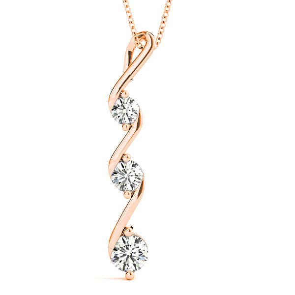 0.50 ctw Graduated Diamond Three Stone Necklace Pendant-VIRABYANI