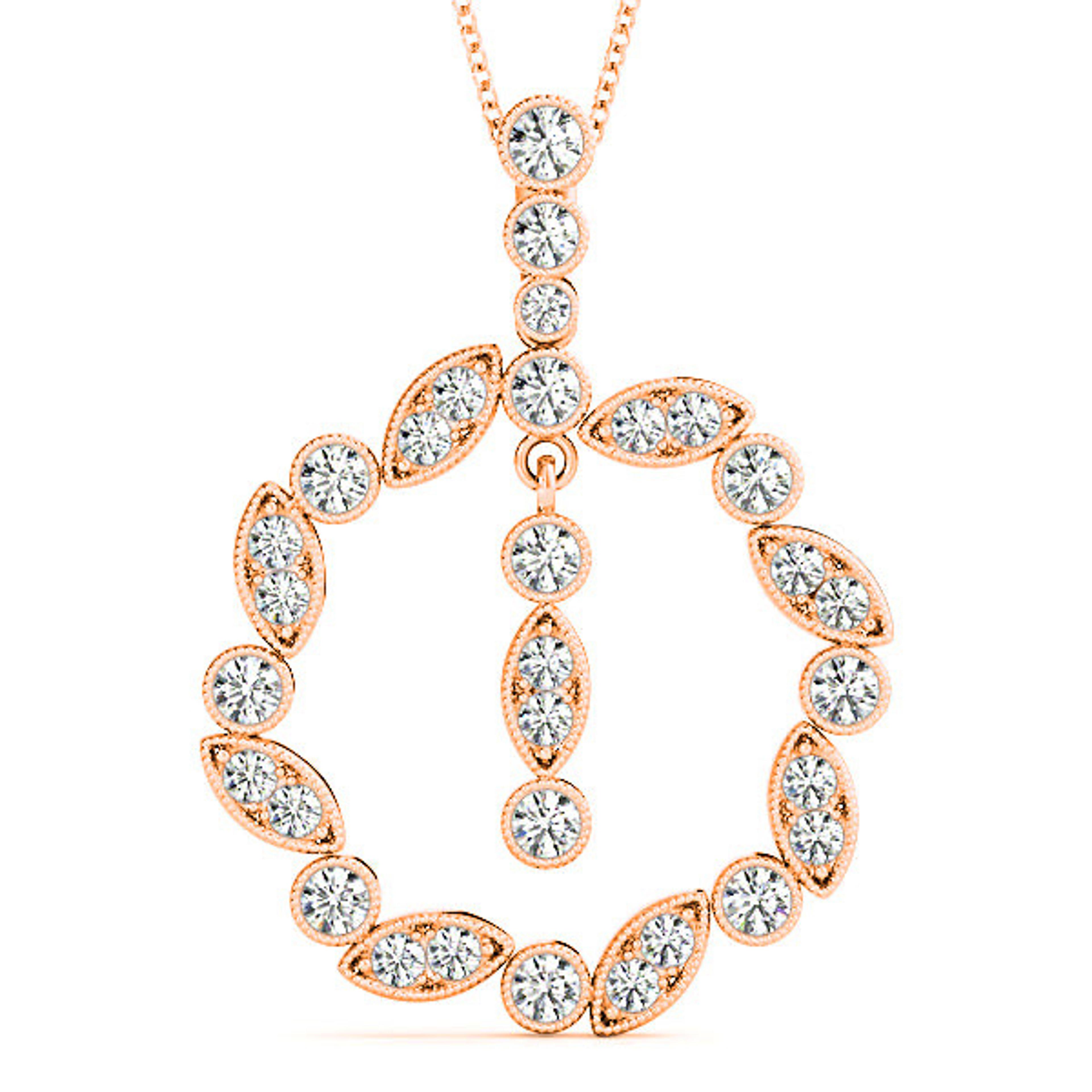 0.62 ctw Diamond Milgrain Circle Necklace Pendant-VIRABYANI