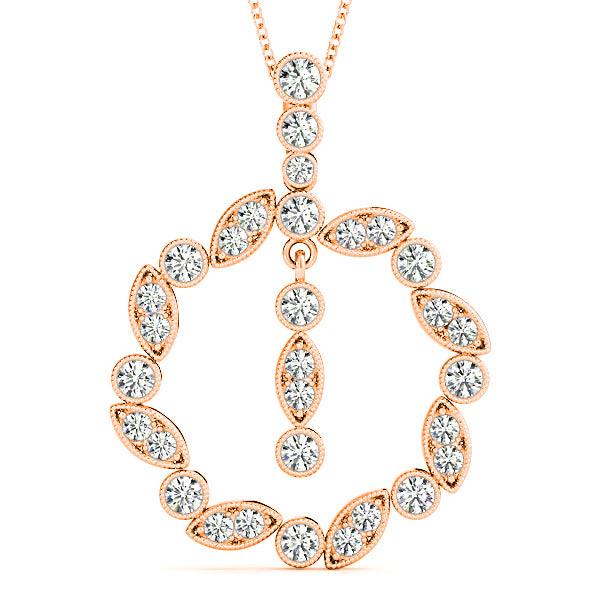0.62 ctw Diamond Milgrain Circle Necklace Pendant-VIRABYANI