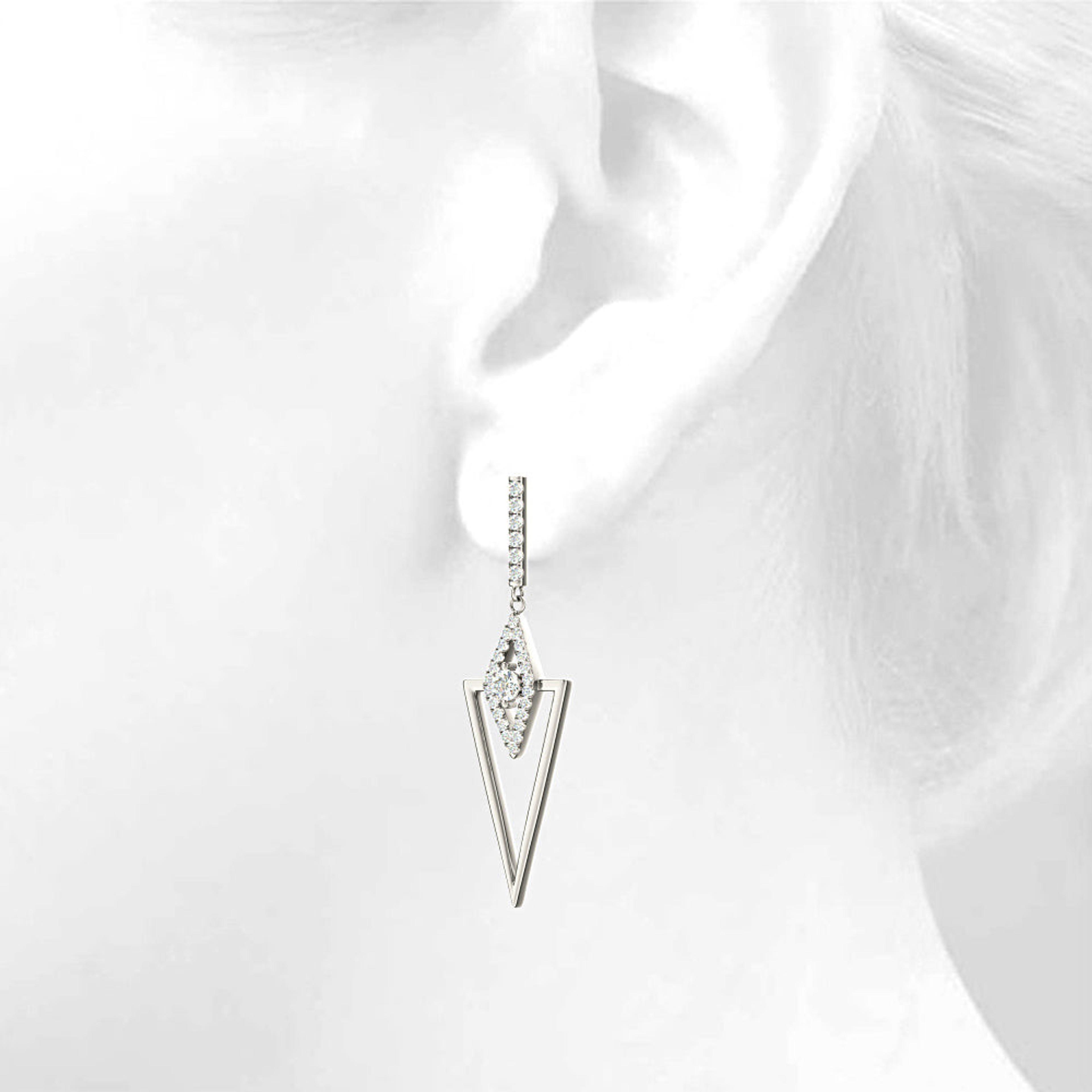 0.50 ctw Diamond Drop Earrings Modern Cocktail Style-VIRABYANI