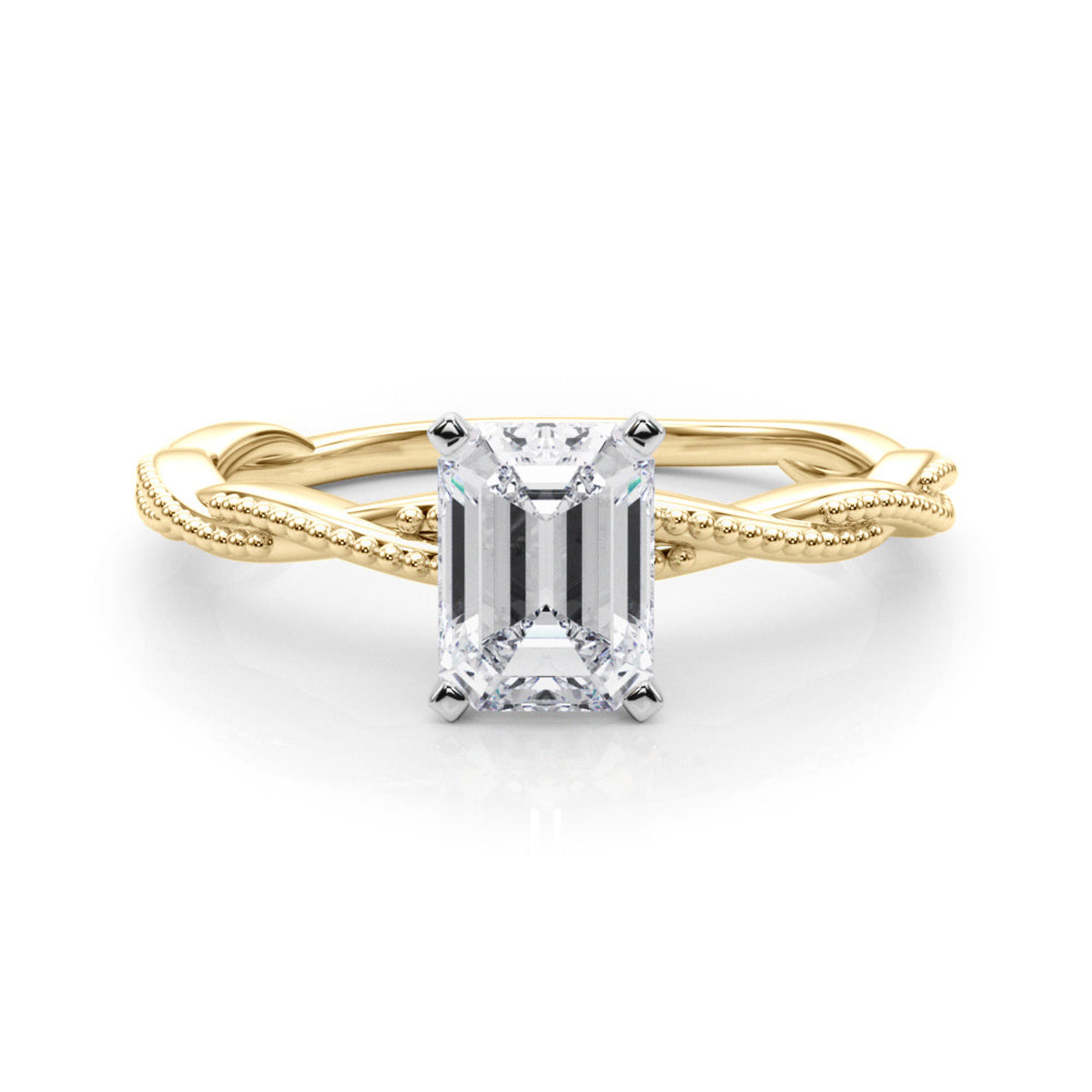 Anastasia Twisted Vine Emerald Lab Grown Diamond Solitaire Engagement Ring IGI Certified