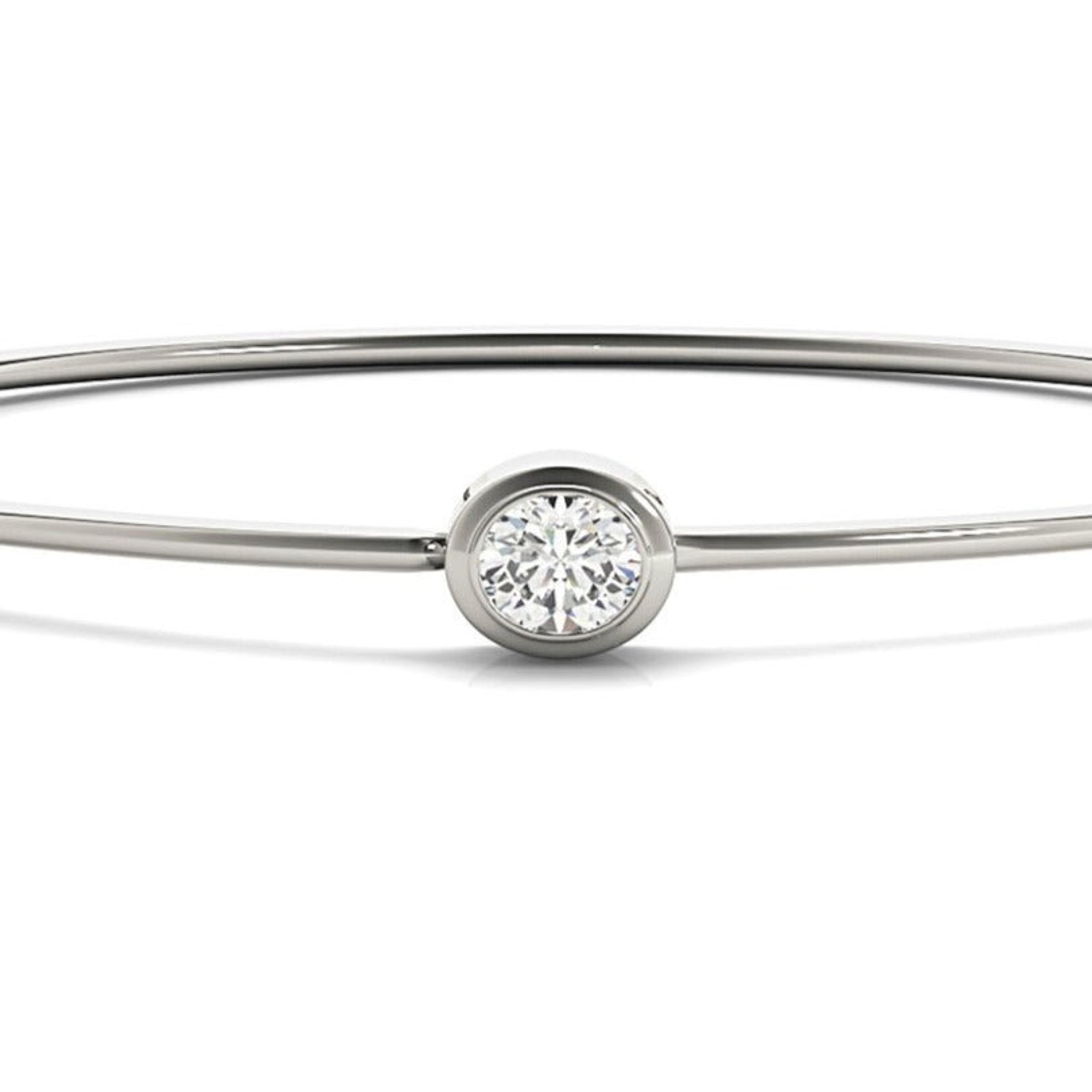 0.50 ct Center Oval Diamond Bangle Bracelet Bezel Set-VIRABYANI