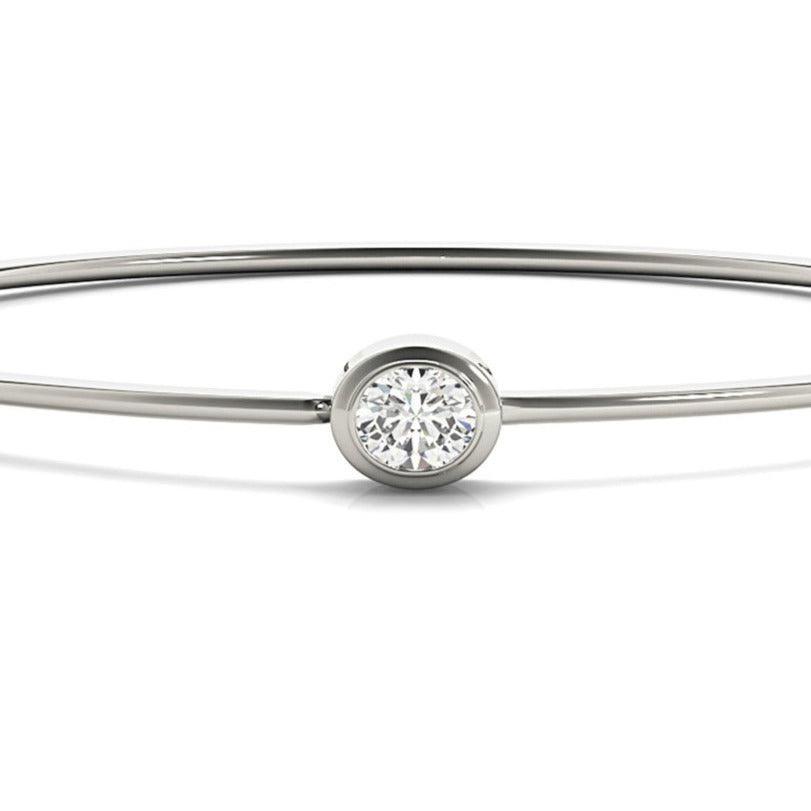0.50 ct Center Oval Diamond Bangle Bracelet Bezel Set-VIRABYANI