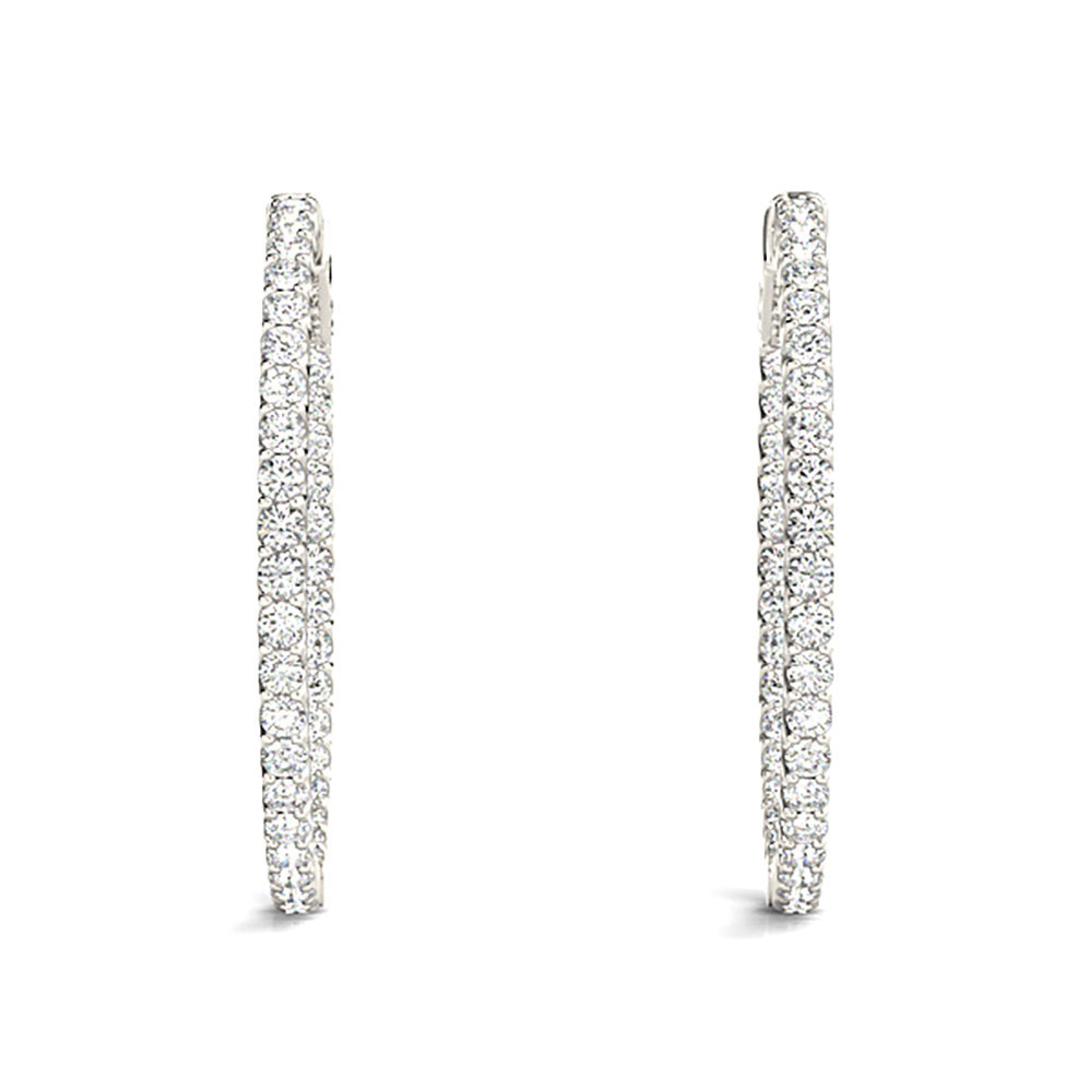 Inside-Out 1.50 ctw Diamond Hoop Earrings "U" Prong Set