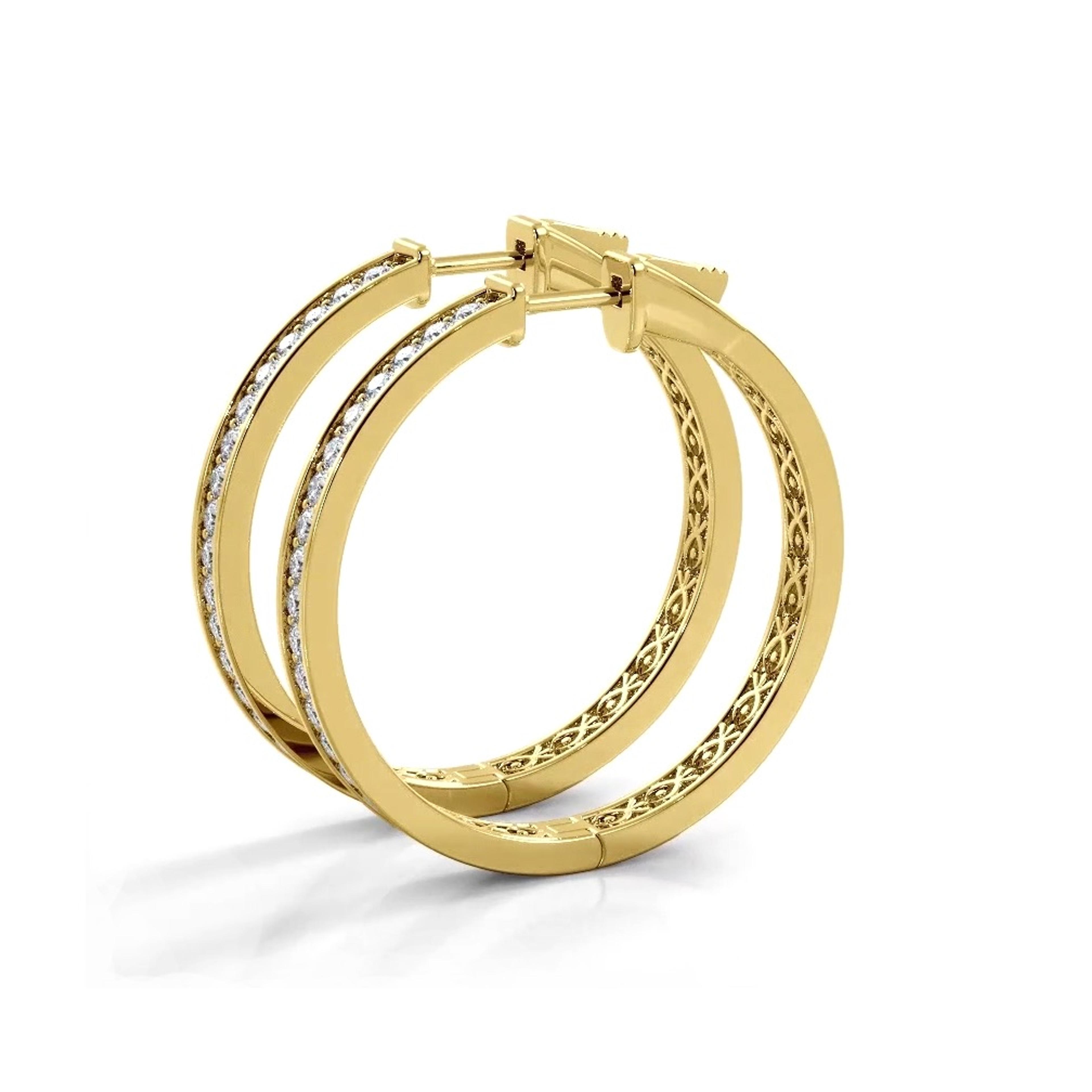1.32 ctw. Round Diamond Medium Hoop Earrings