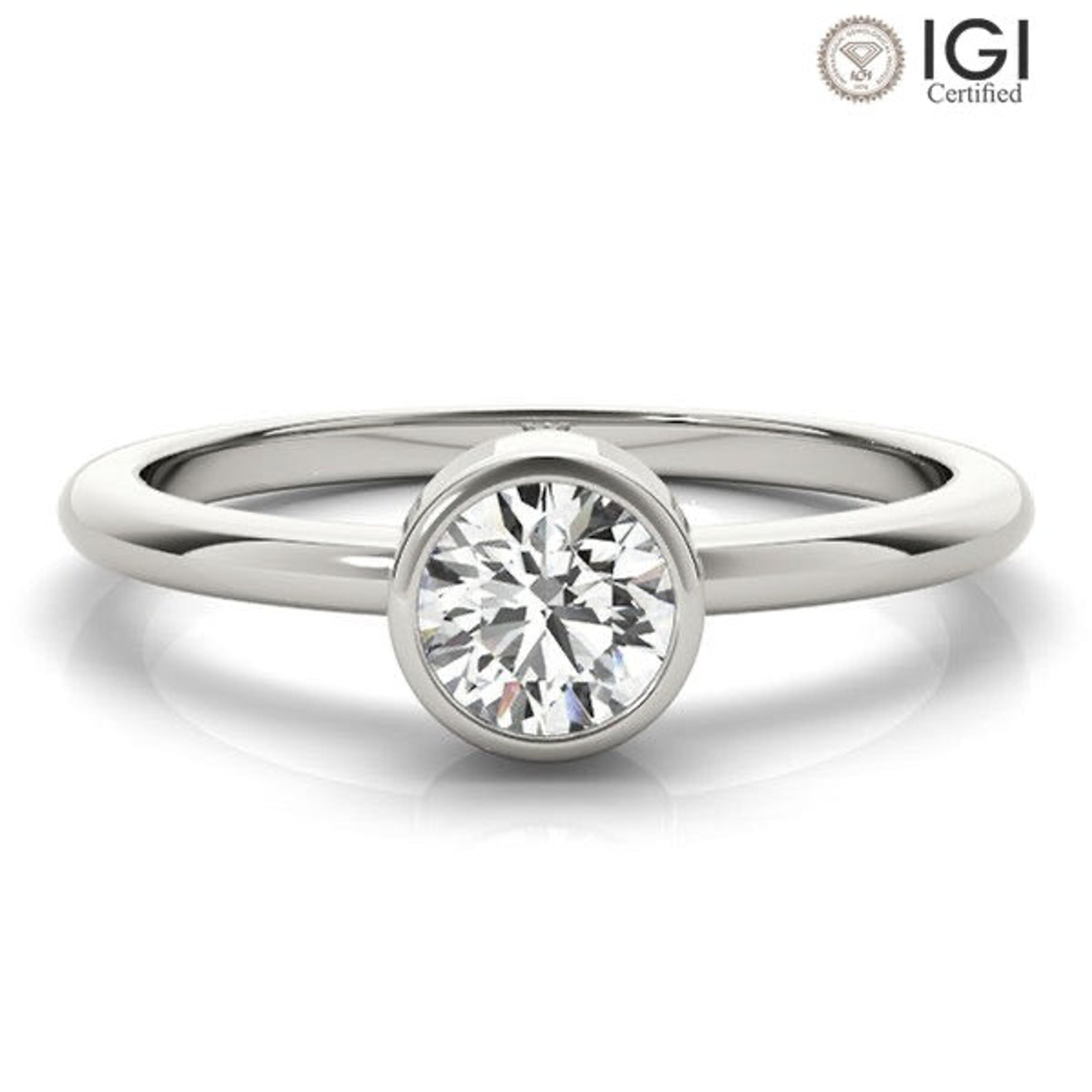 Luna Round Lab Grown Diamond Solitaire Engagement Ring IGI Certified