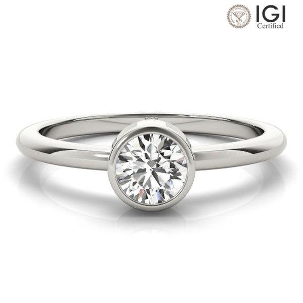 Luna Round Lab Grown Diamond Solitaire Engagement Ring IGI Certified