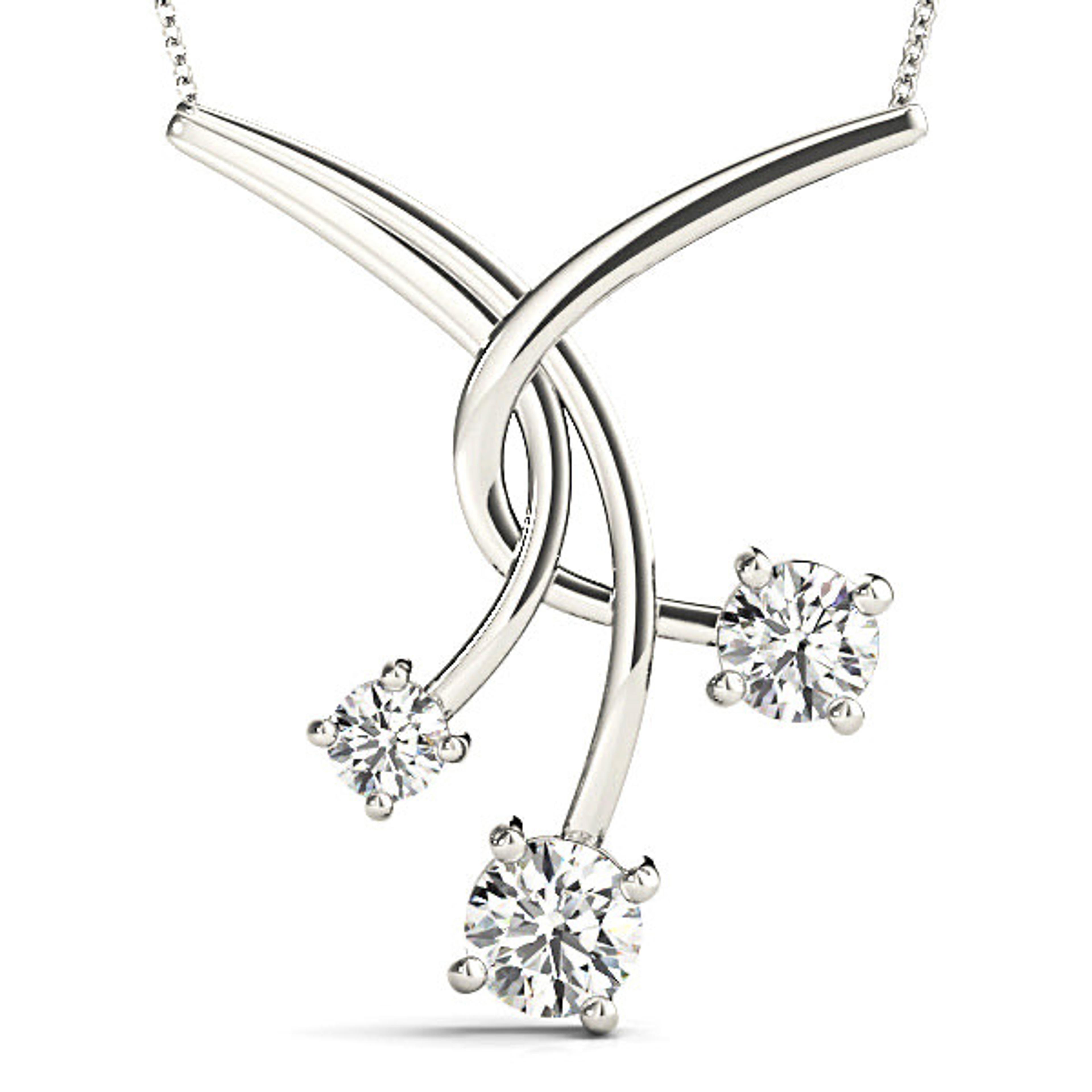 1.00 ctw Graduated Diamond Three Stone Necklace Pendant-VIRABYANI