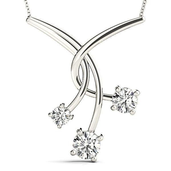 1.00 ctw Graduated Diamond Three Stone Necklace Pendant-VIRABYANI