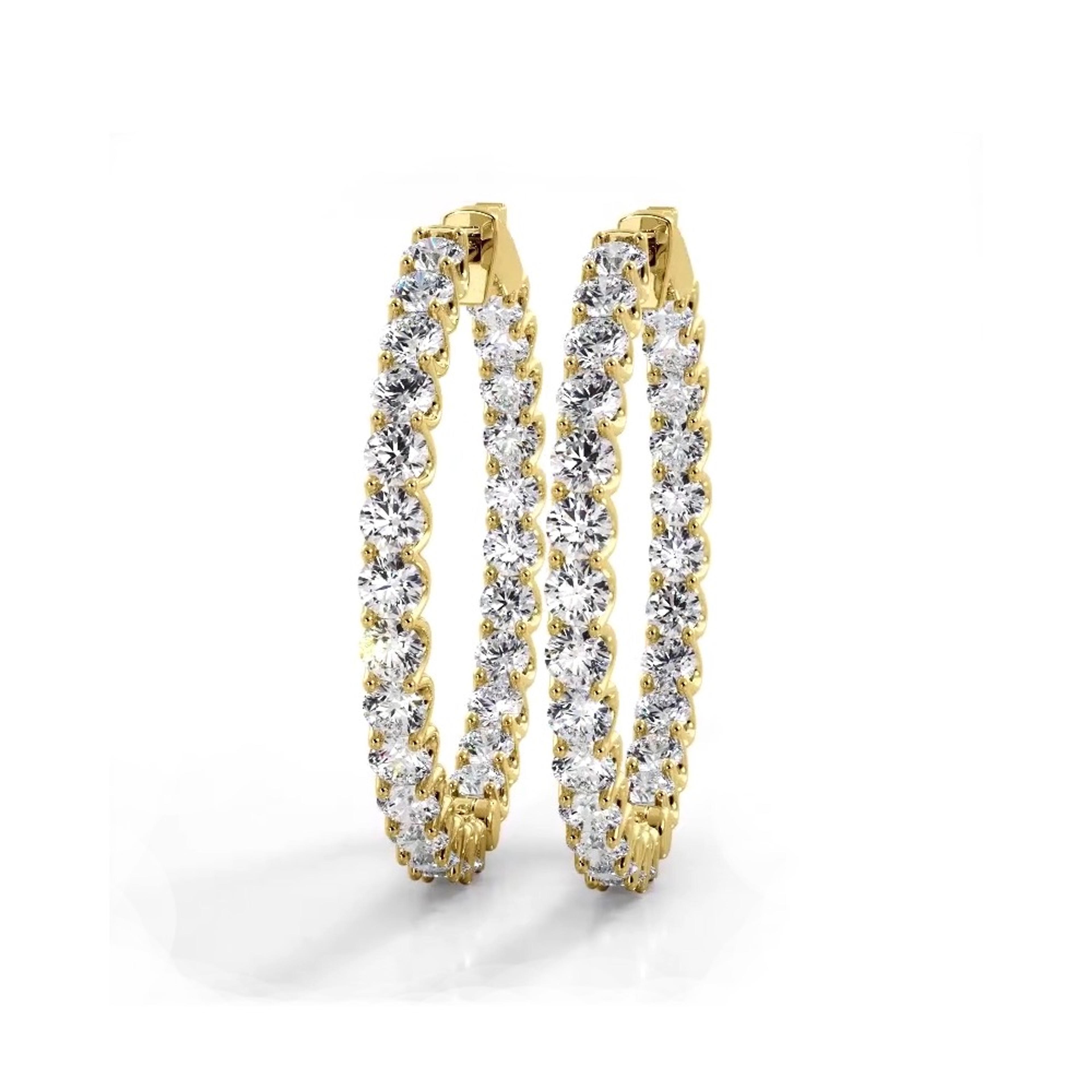 2.30 ctw. Inside Out U Prong Diamond Medium Hoop Earrings