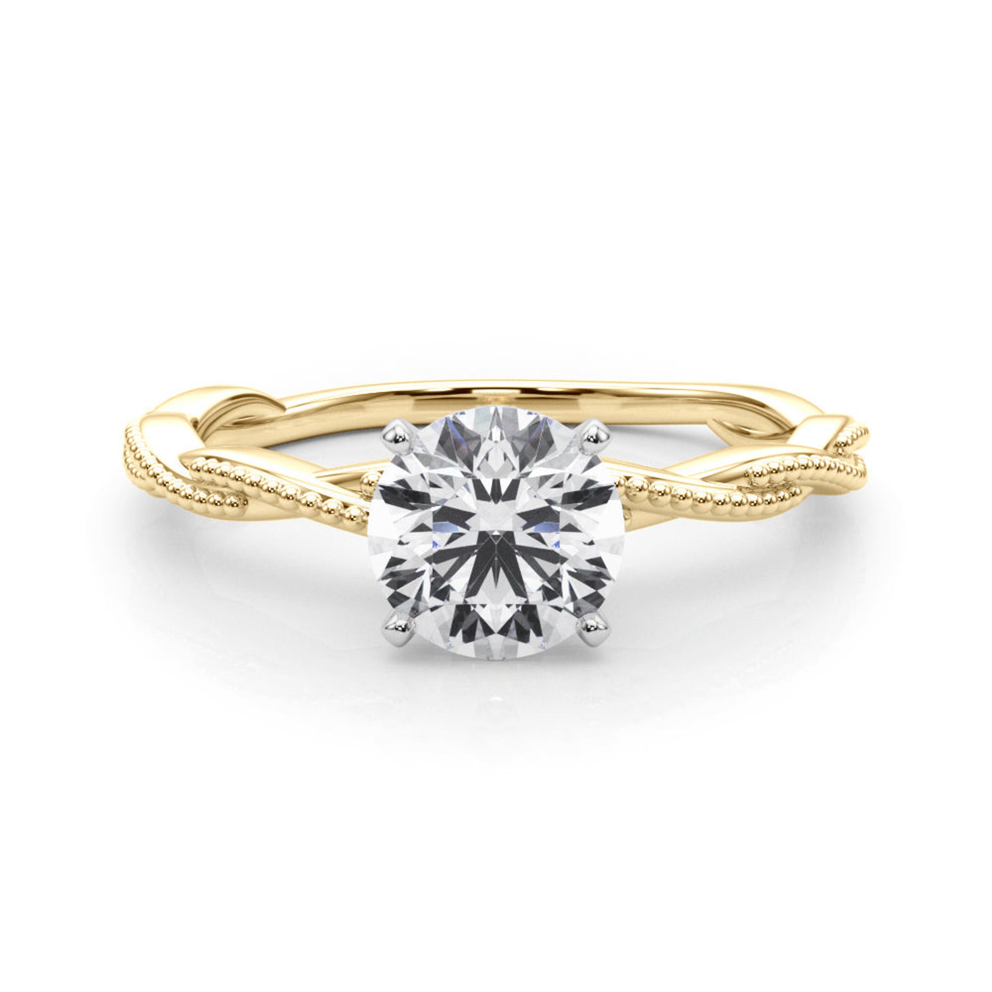 Anastasia Twisted Vine Round Lab Grown Diamond Solitaire Engagement Ring IGI Certified