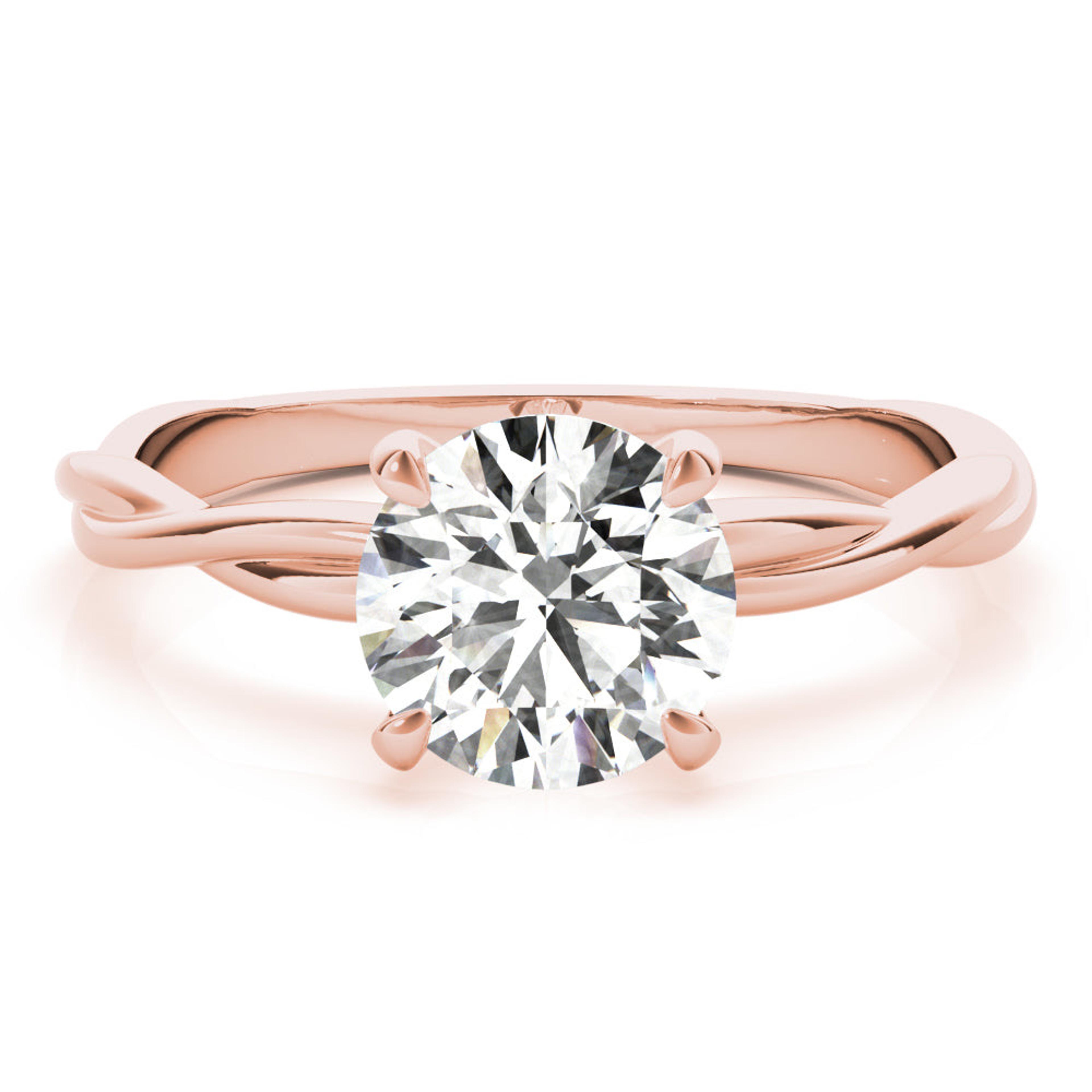 Twisted Vine Round Diamond Solitaire Engagement Ring