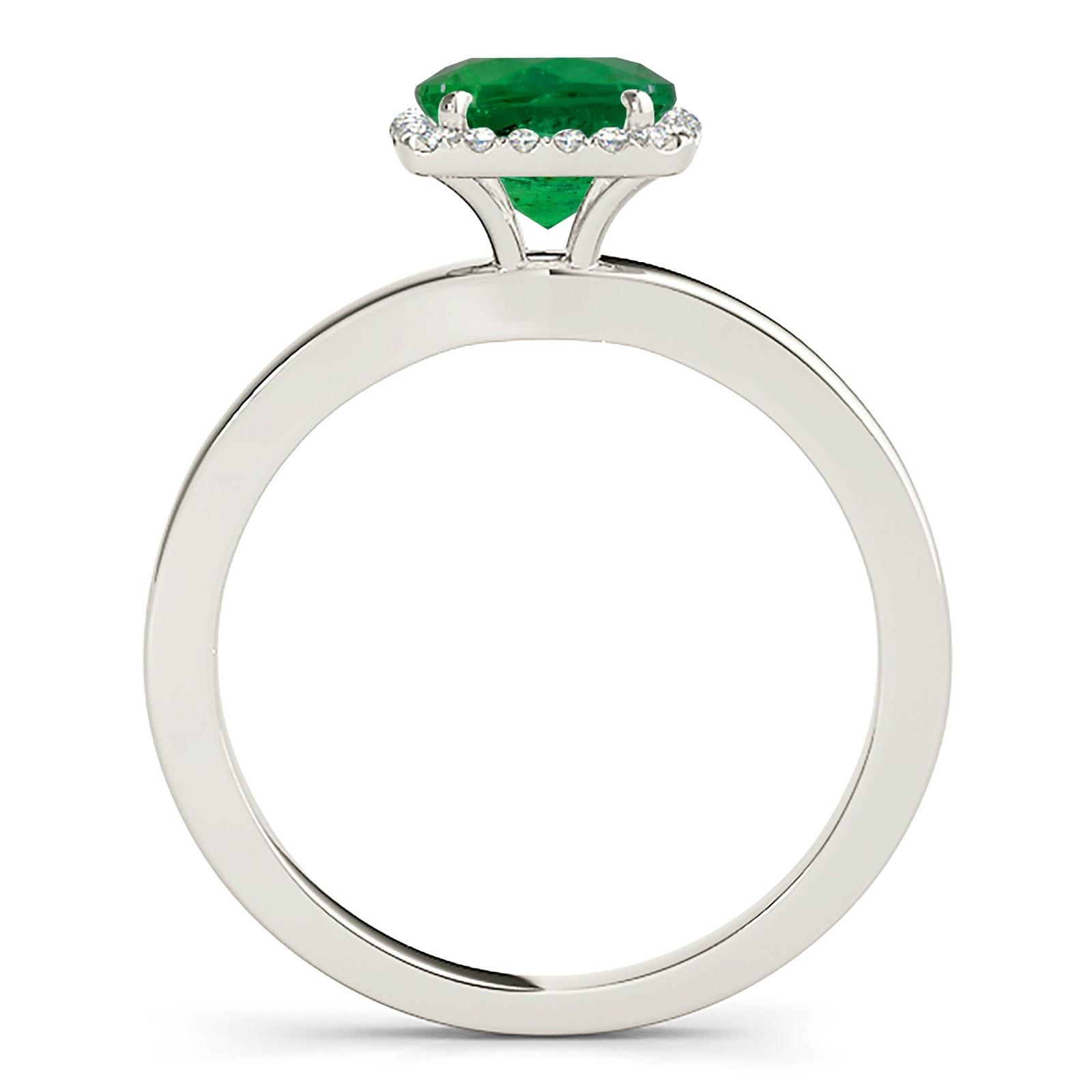 1.75 ct. Genuine Emerald Ring With 0.20 ctw. Diamond Halo and Solitaire Plain band-VIRABYANI