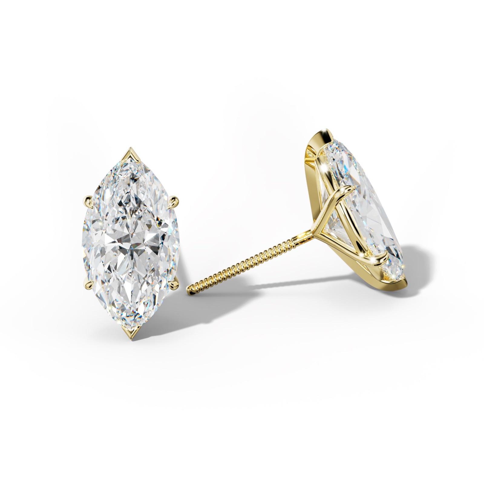 Marquise Diamond Stud Earrings With V Prong Martini Settings