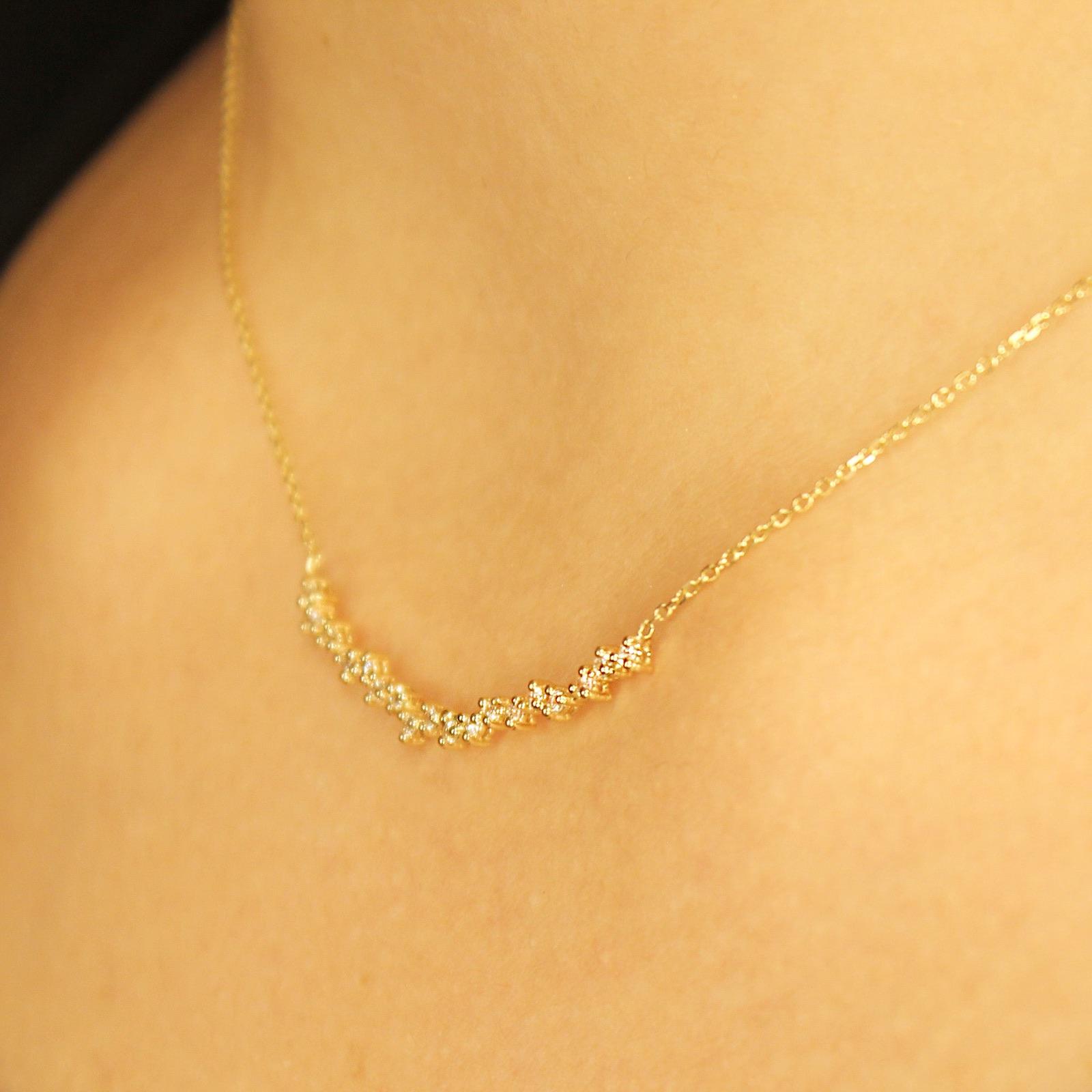 0.27ct. Curved Cluster Diamond Necklace-VIRABYANI