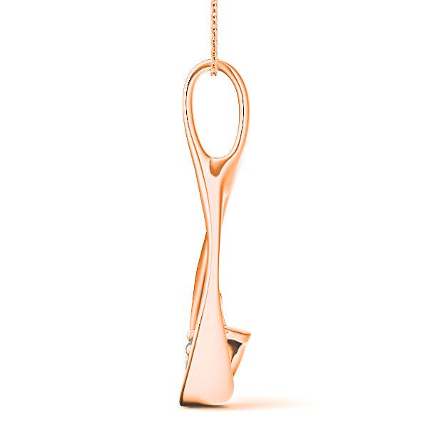 Delicate Ribbon Round Diamond Solitaire Necklace Pendant-VIRABYANI
