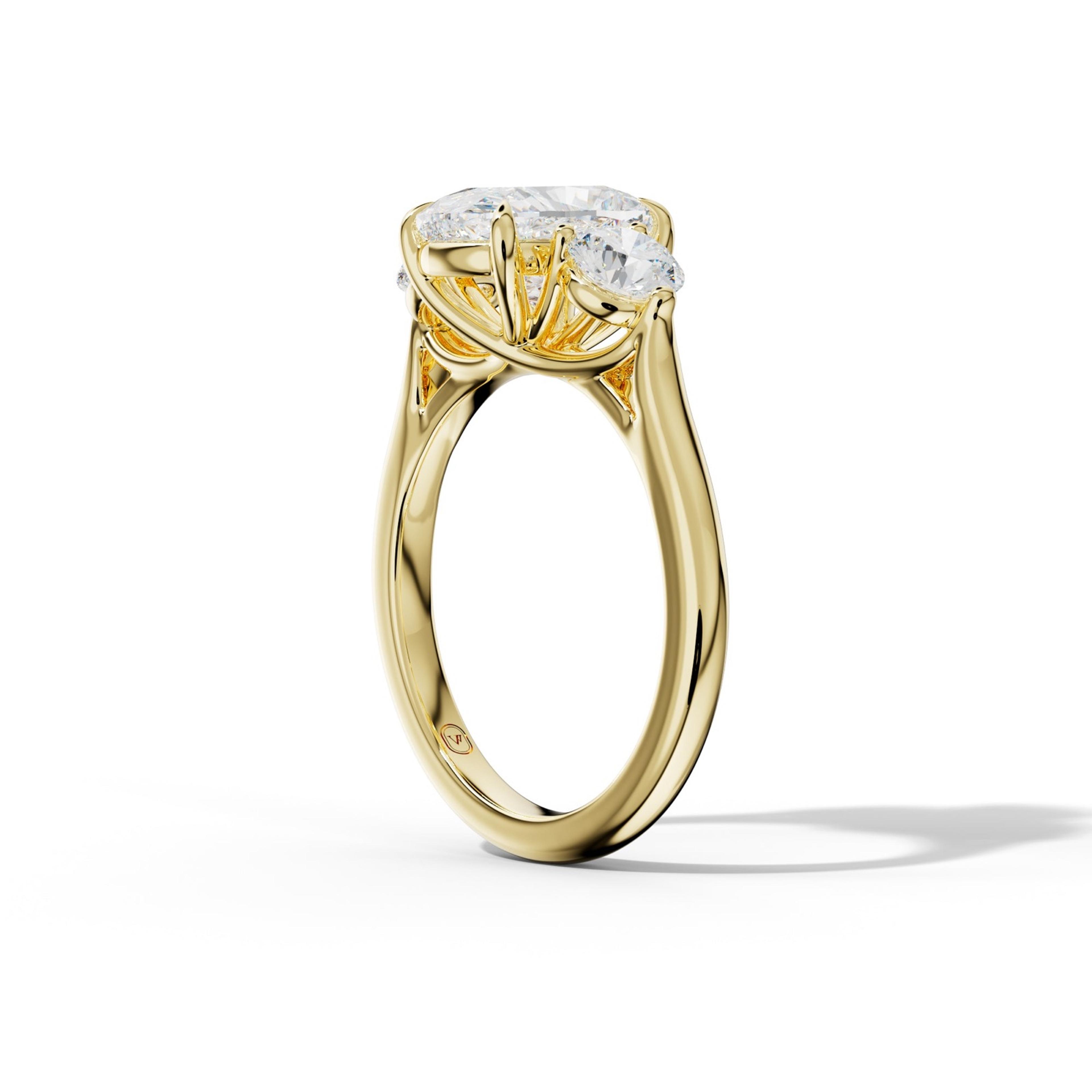 Elsa Elongated Cushion Diamond With Round Sides Engagement Ring