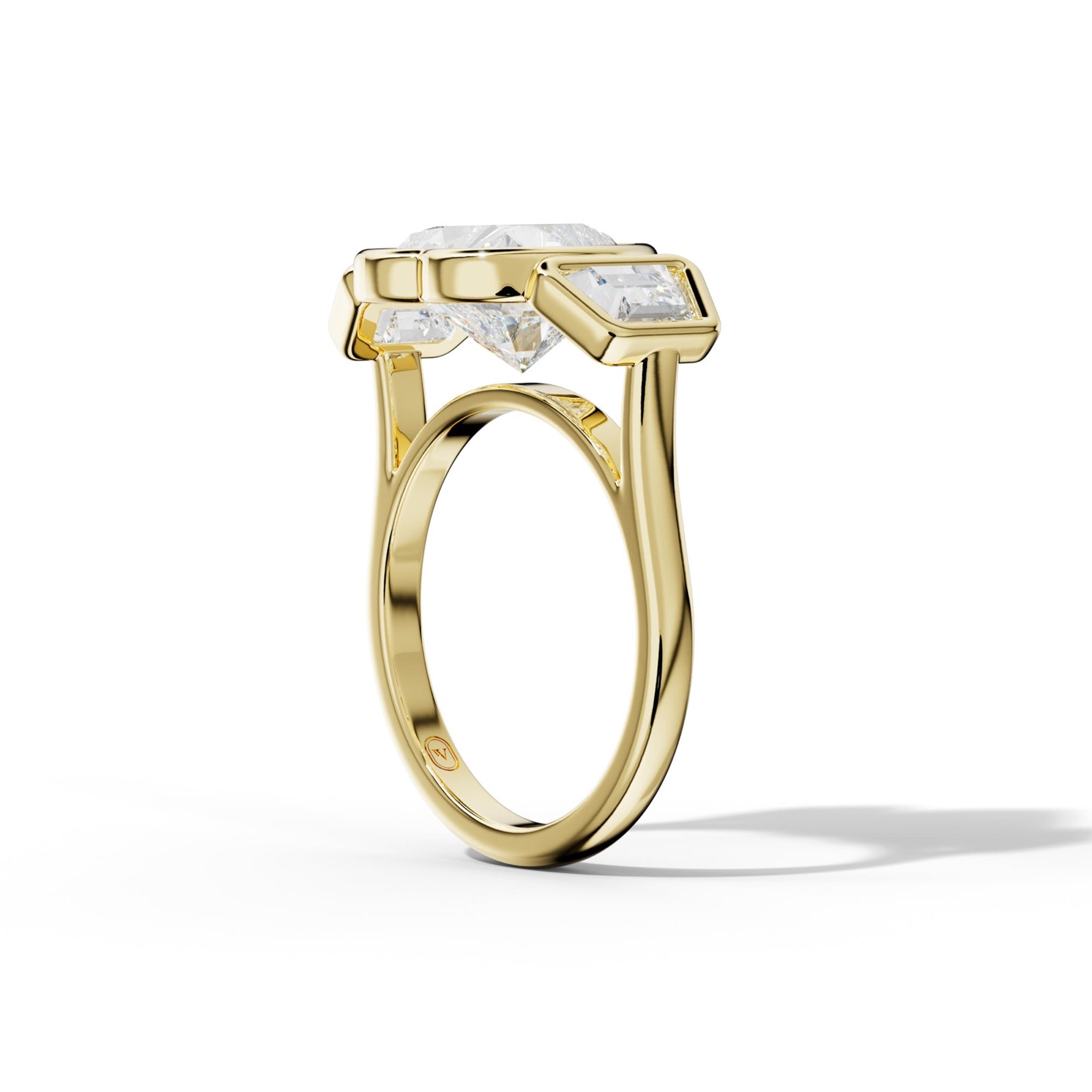 Cleo Heart Diamond Trapezoid Side Diamond Engagement Ring