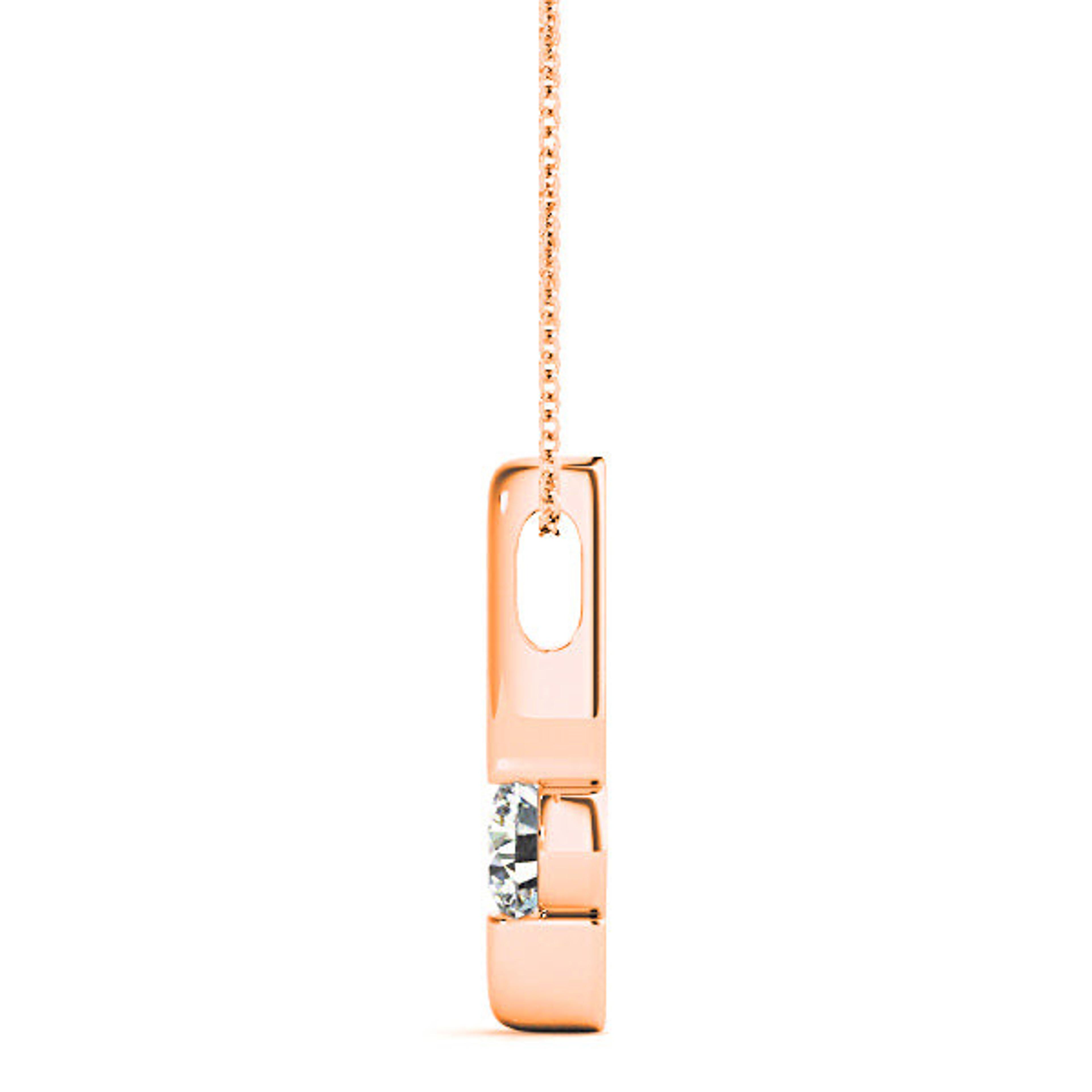 Bar Set Round Diamond Solitaire Necklace Pendant-VIRABYANI