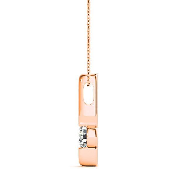 Bar Set Round Diamond Solitaire Necklace Pendant-VIRABYANI