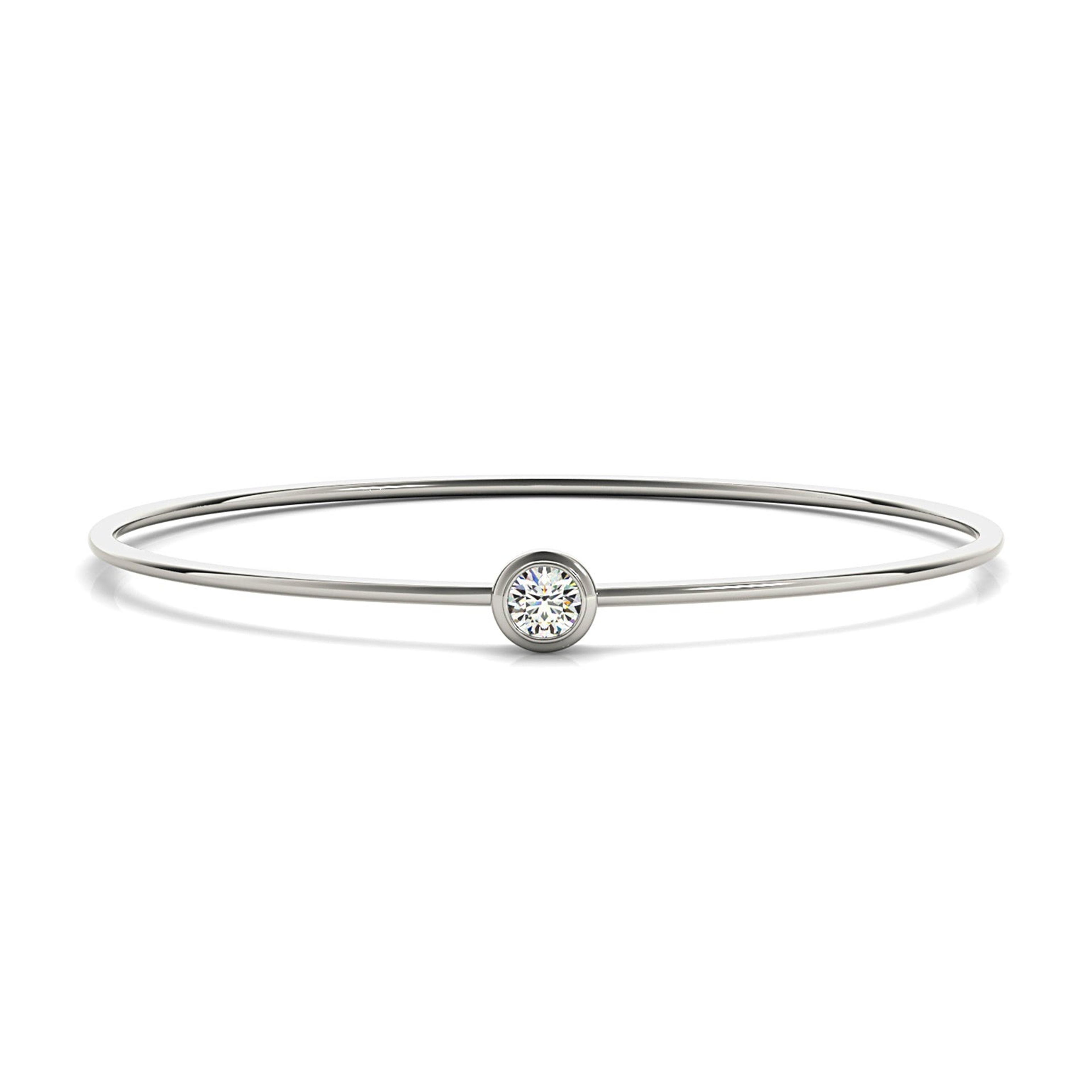 0.35 ct Single Diamond Bangle Bracelet Bezel Set-VIRABYANI