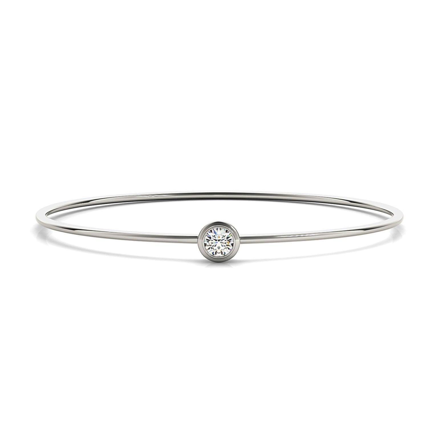 0.35 ct Single Diamond Bangle Bracelet Bezel Set-VIRABYANI