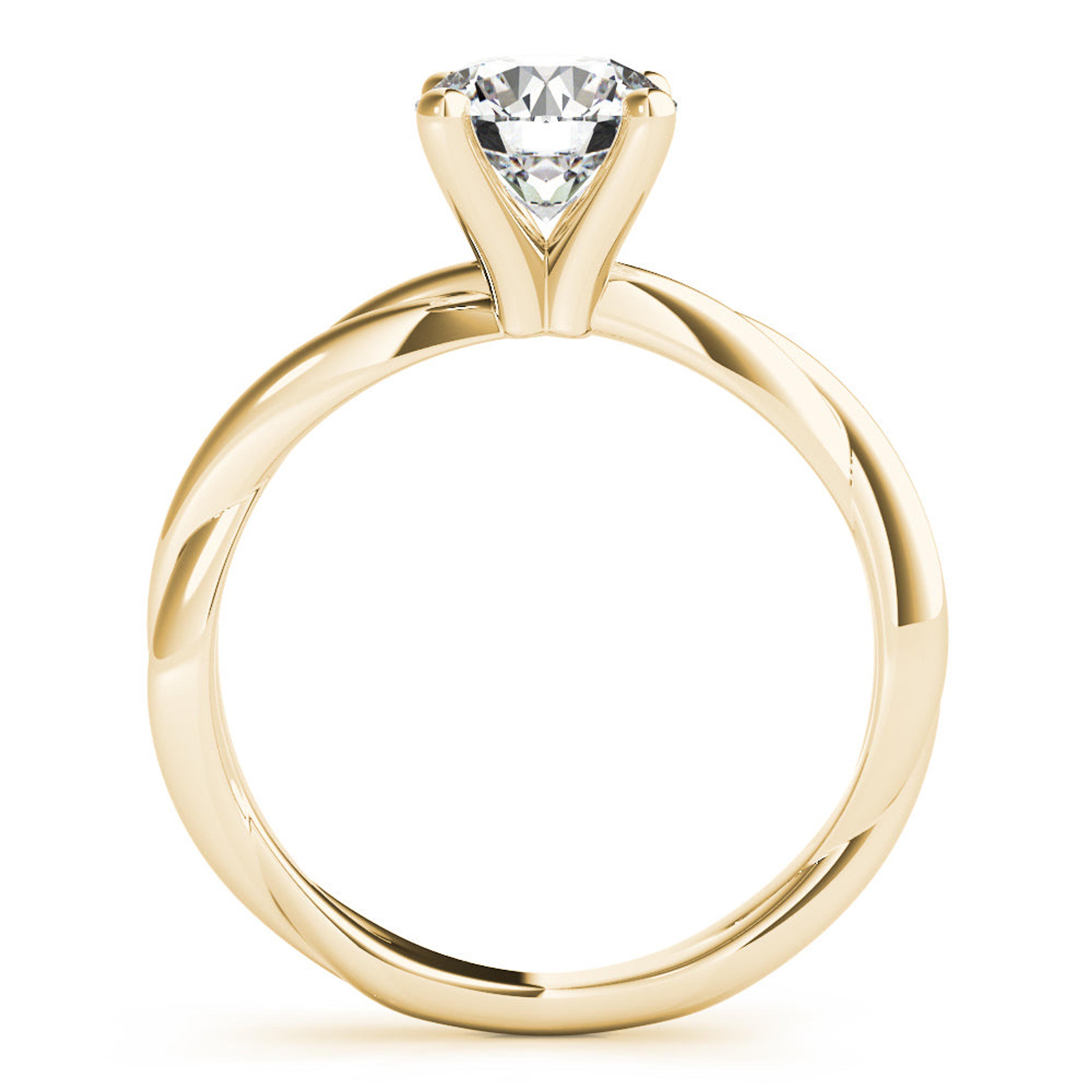 Twisted Vine Round Diamond Solitaire Engagement Ring