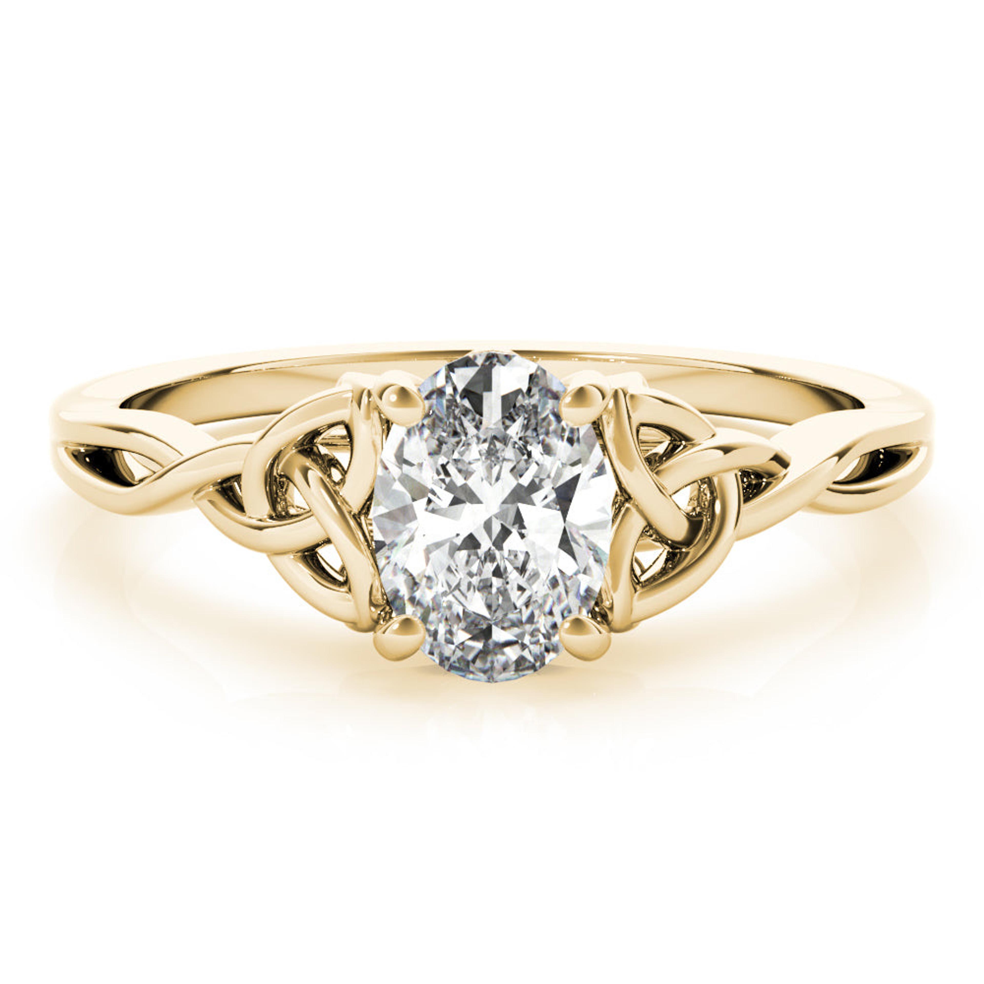 Celtic Love Knot Oval Diamond Solitaire Engagement Ring