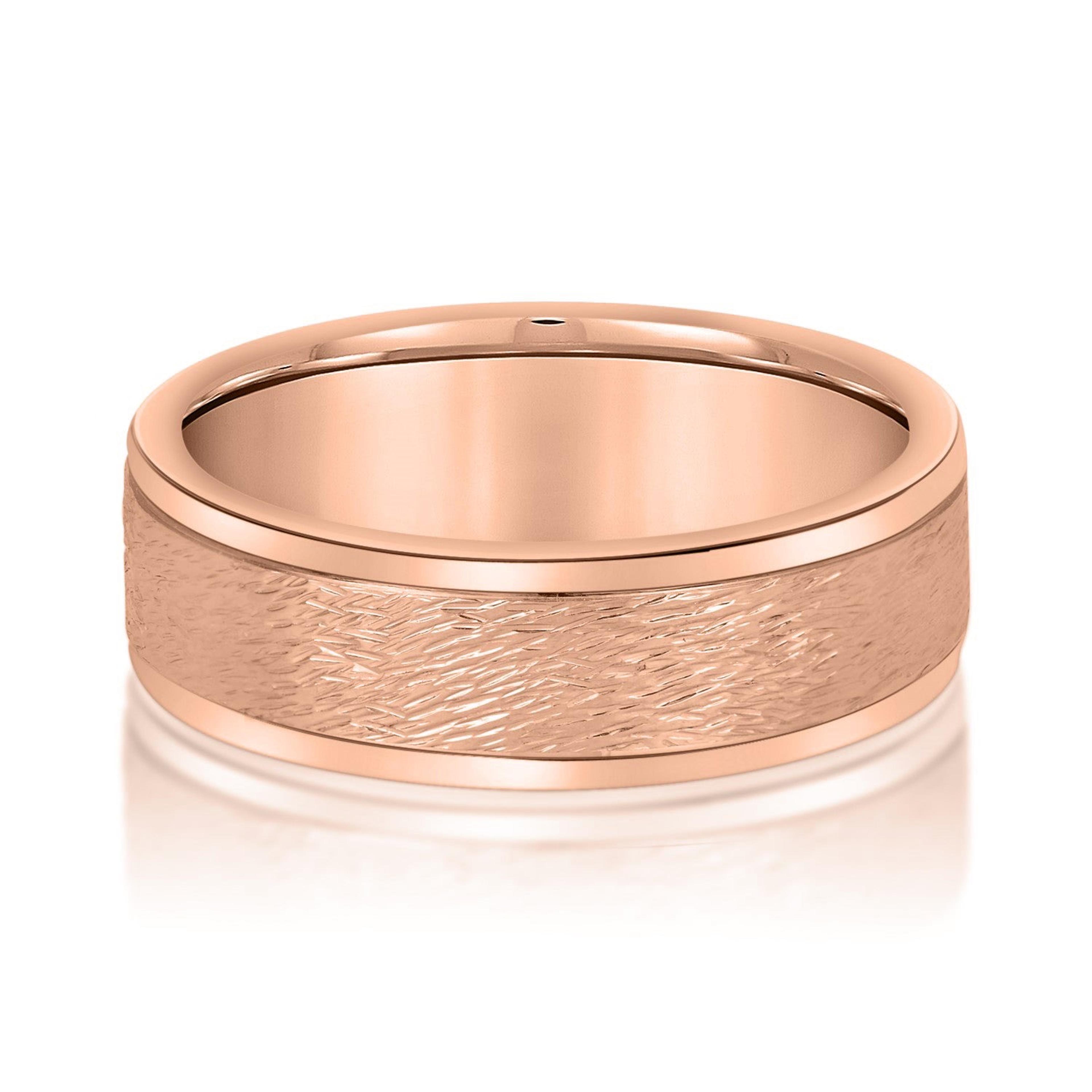Men's Coarse Matte Brushed Finish Modern Wedding Band