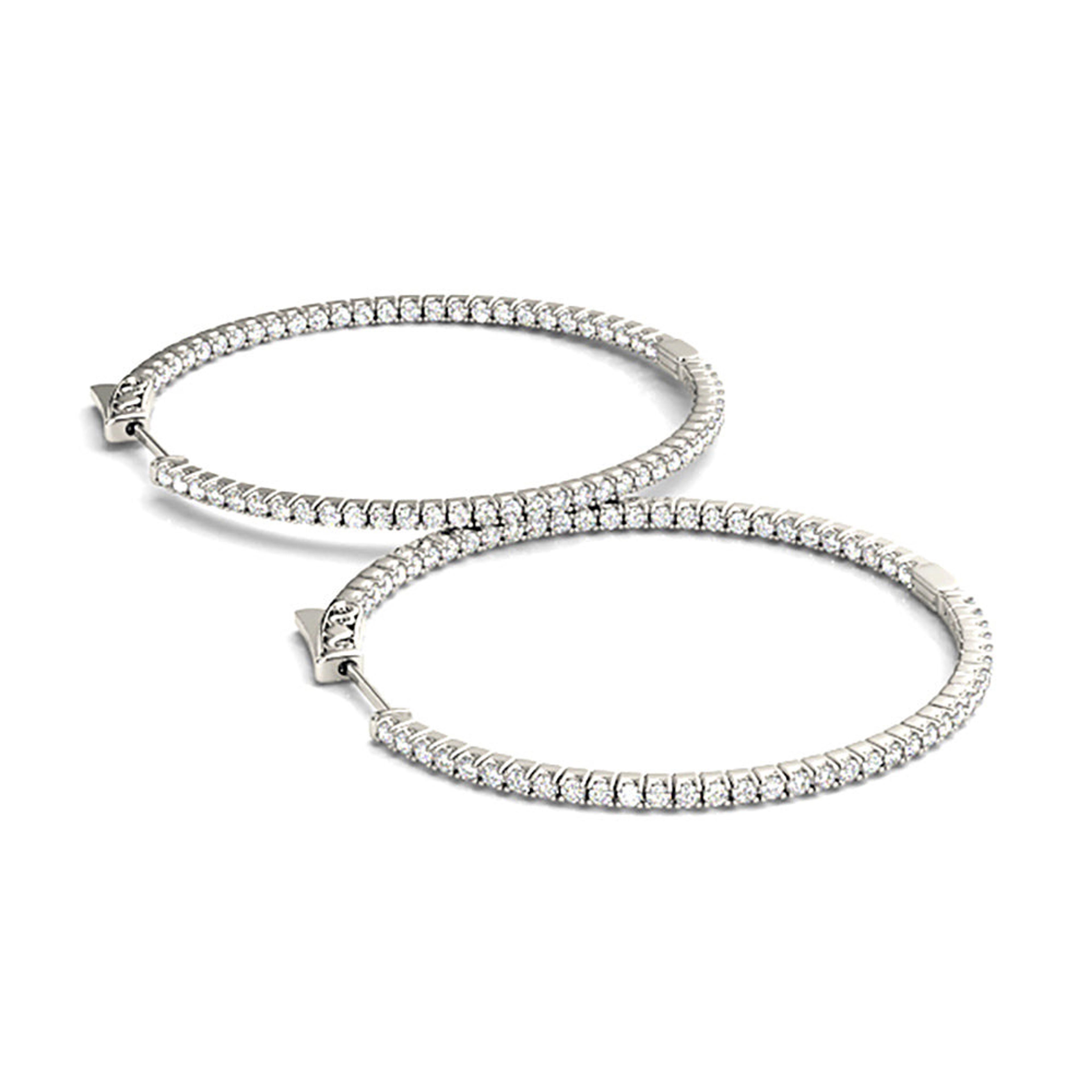 Inside-Out 1.25 ctw Diamond Hoop Earrings "U" Prong Set