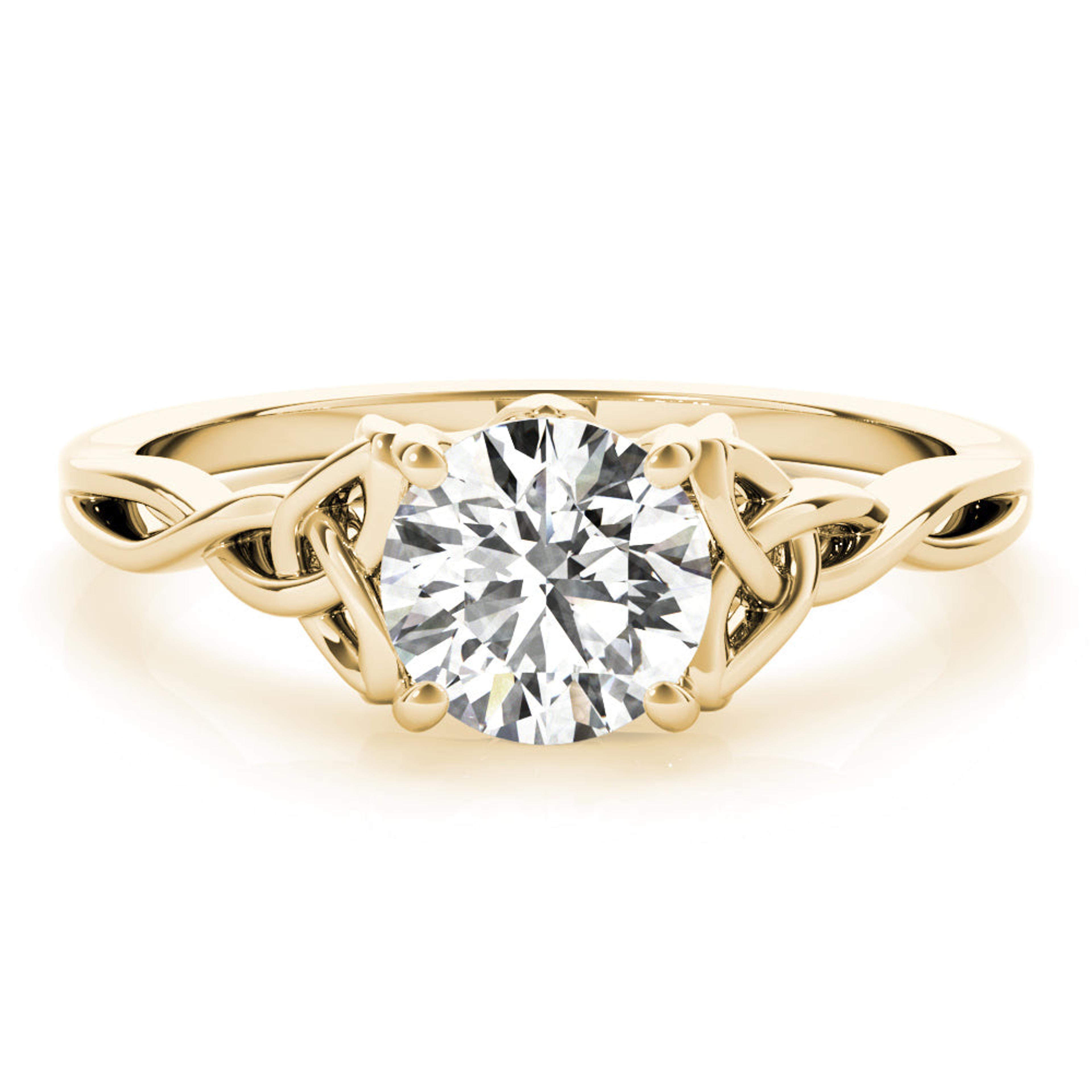 Celtic Love Knot Round Diamond Solitaire Engagement Ring