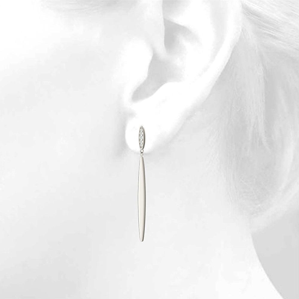 0.14 ctw Diamond Linear Drop Earrings-VIRABYANI