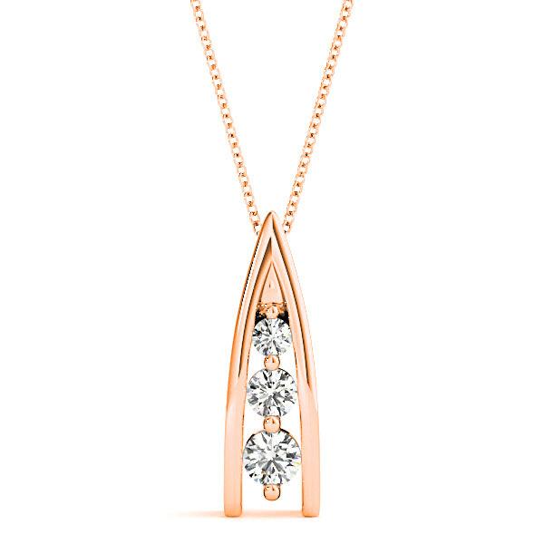 0.45 ctw Round Diamond Three Stone Necklace Pendant-VIRABYANI