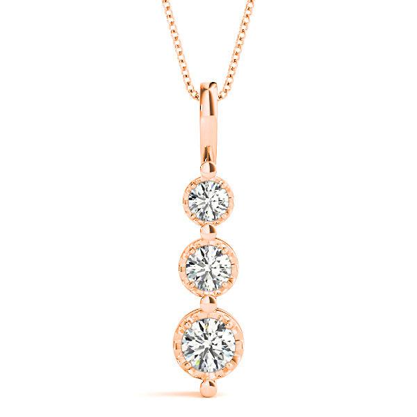 0.45 ctw Round Diamond Three Stone Necklace Pendant-VIRABYANI