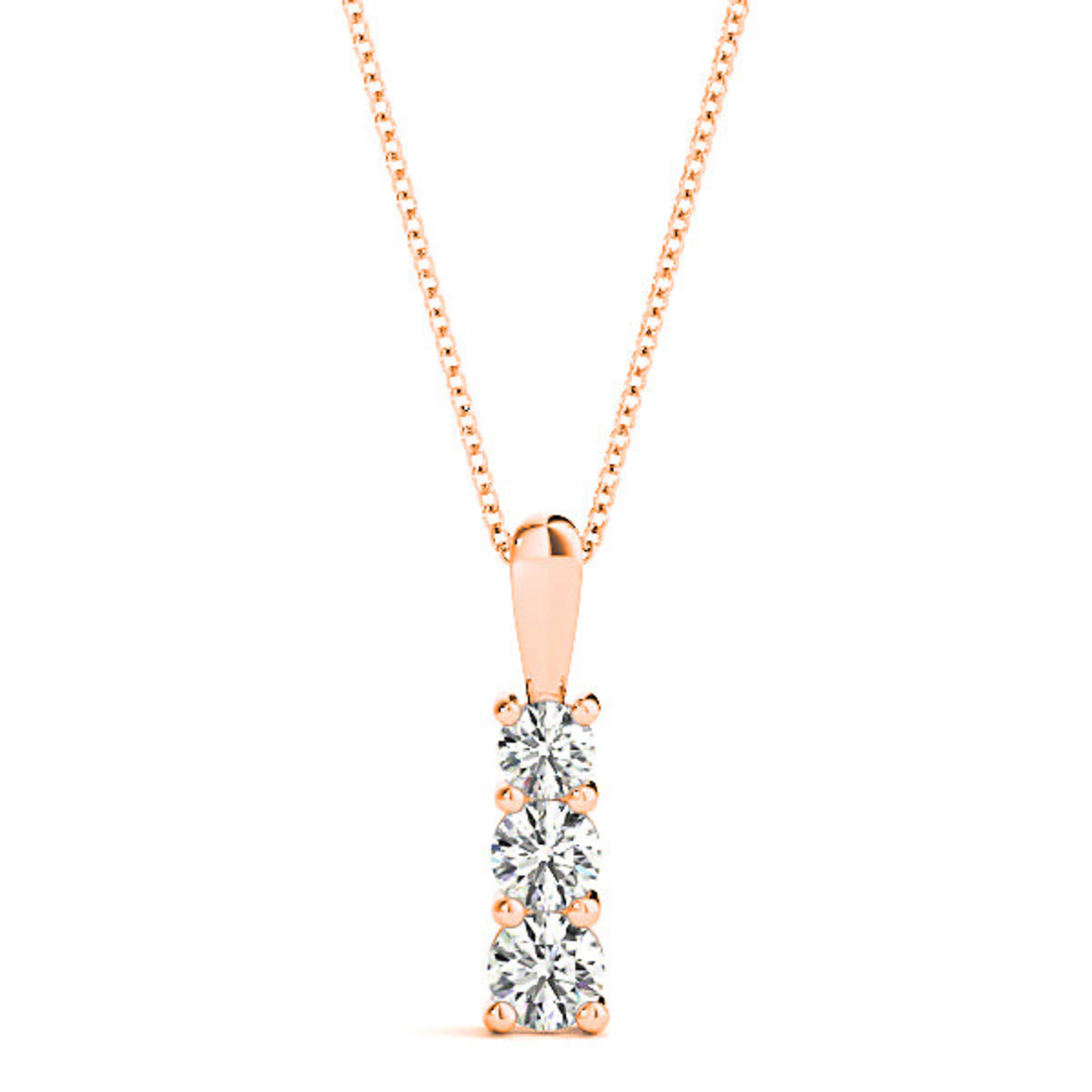 Graduated 0.35 ctw Diamond Three Stone Necklace Pendant-VIRABYANI