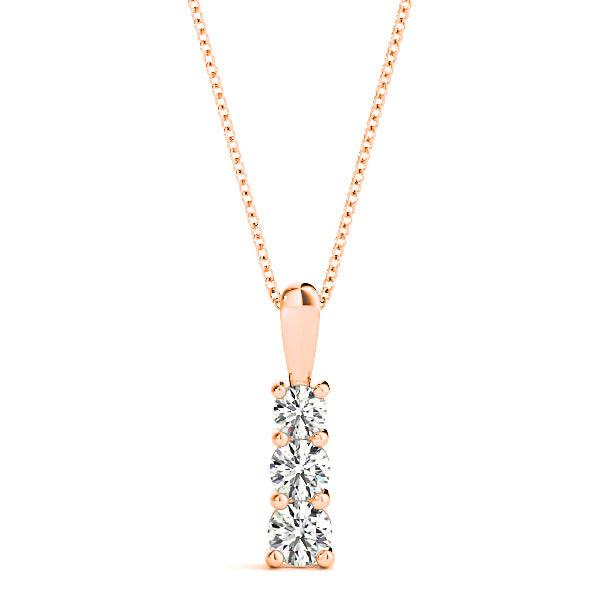 Graduated 0.35 ctw Diamond Three Stone Necklace Pendant-VIRABYANI
