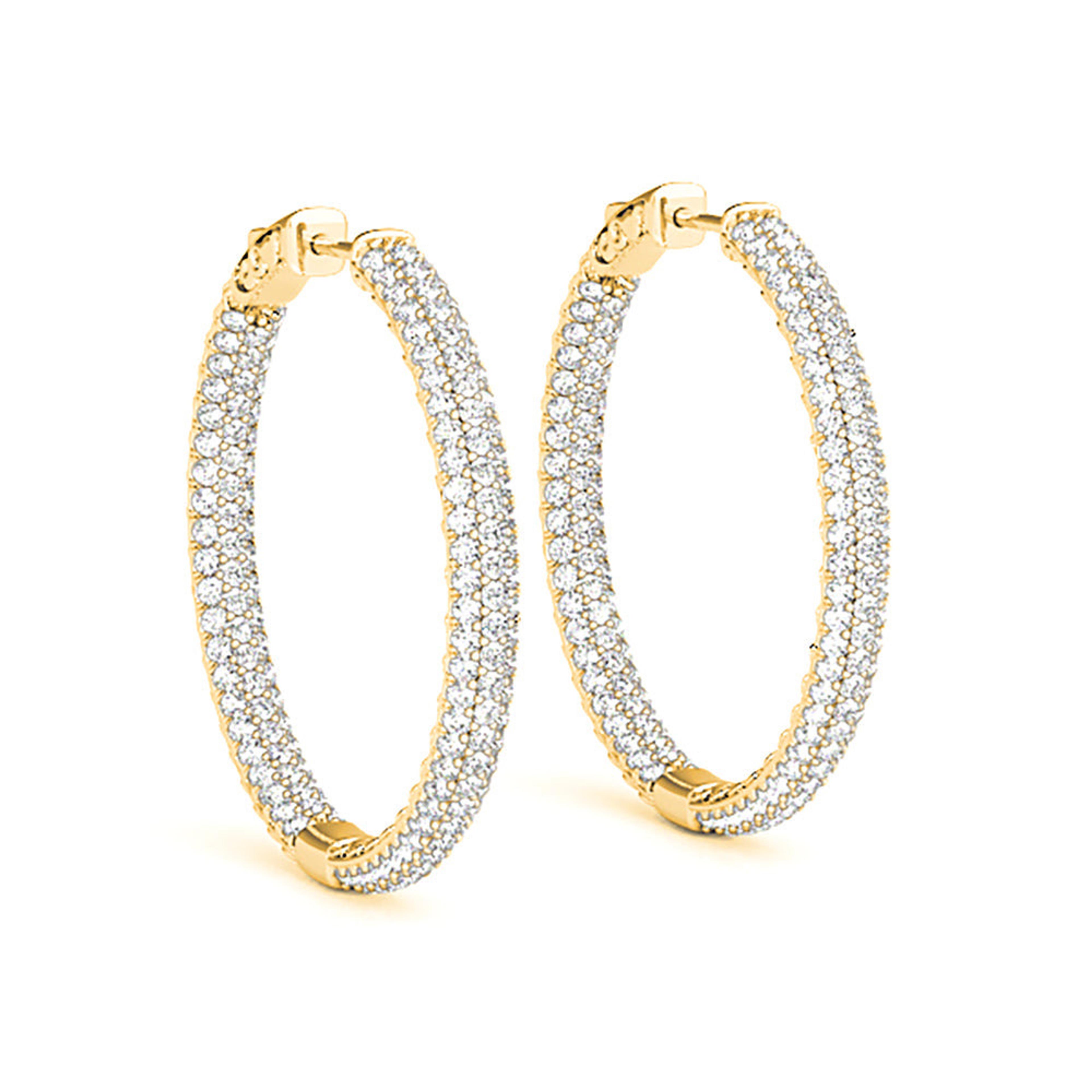 4.0 ctw Diamond Pave Hoop Earrings Inside-Out Style
