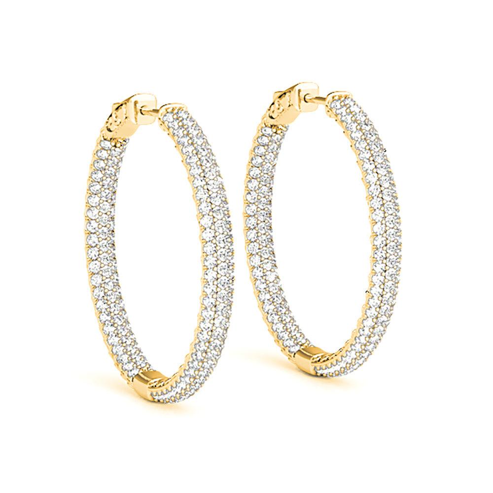 4.0 ctw Diamond Pave Hoop Earrings Inside-Out Style