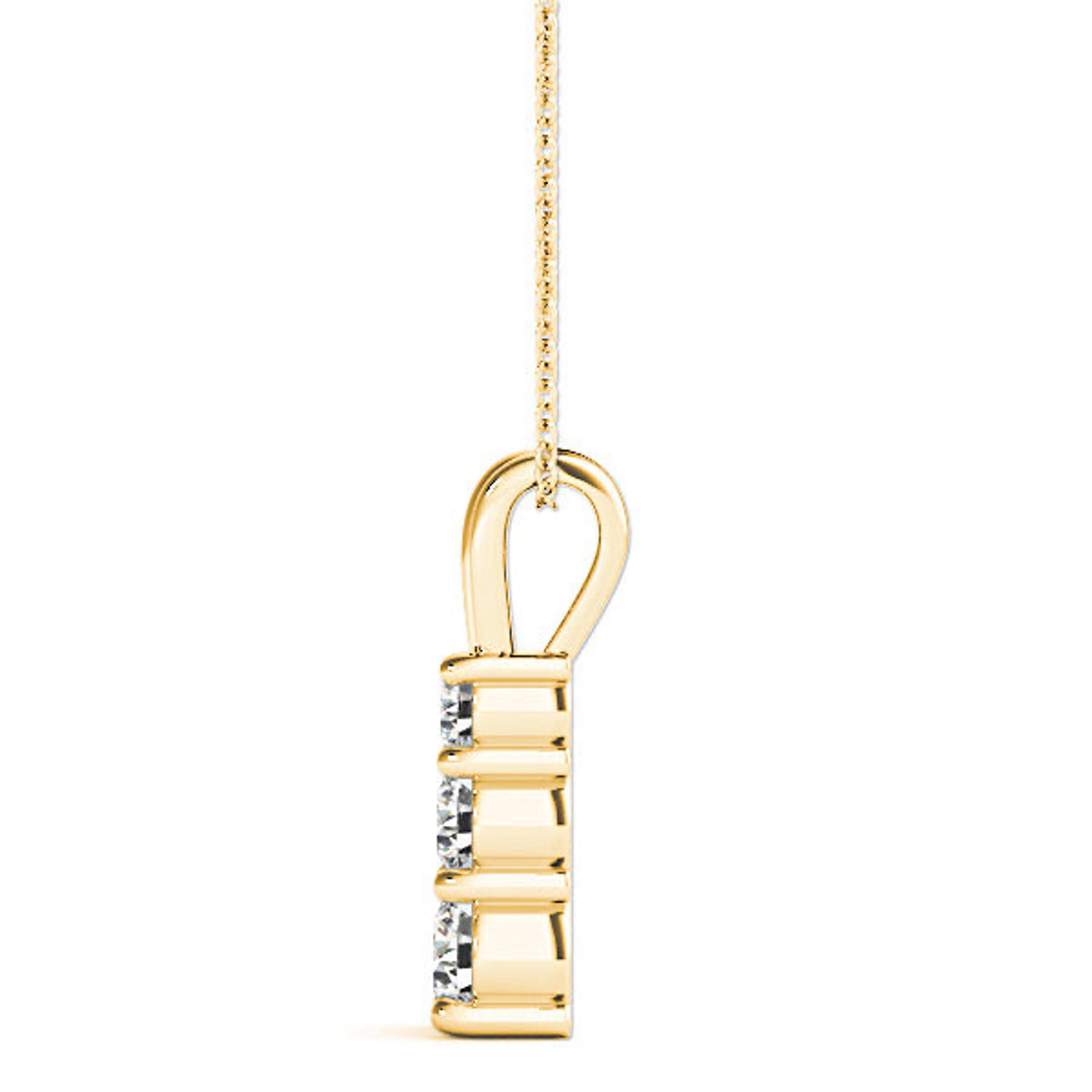 Graduated 1.00 ctw Diamond Three Stone Necklace Pendant-VIRABYANI