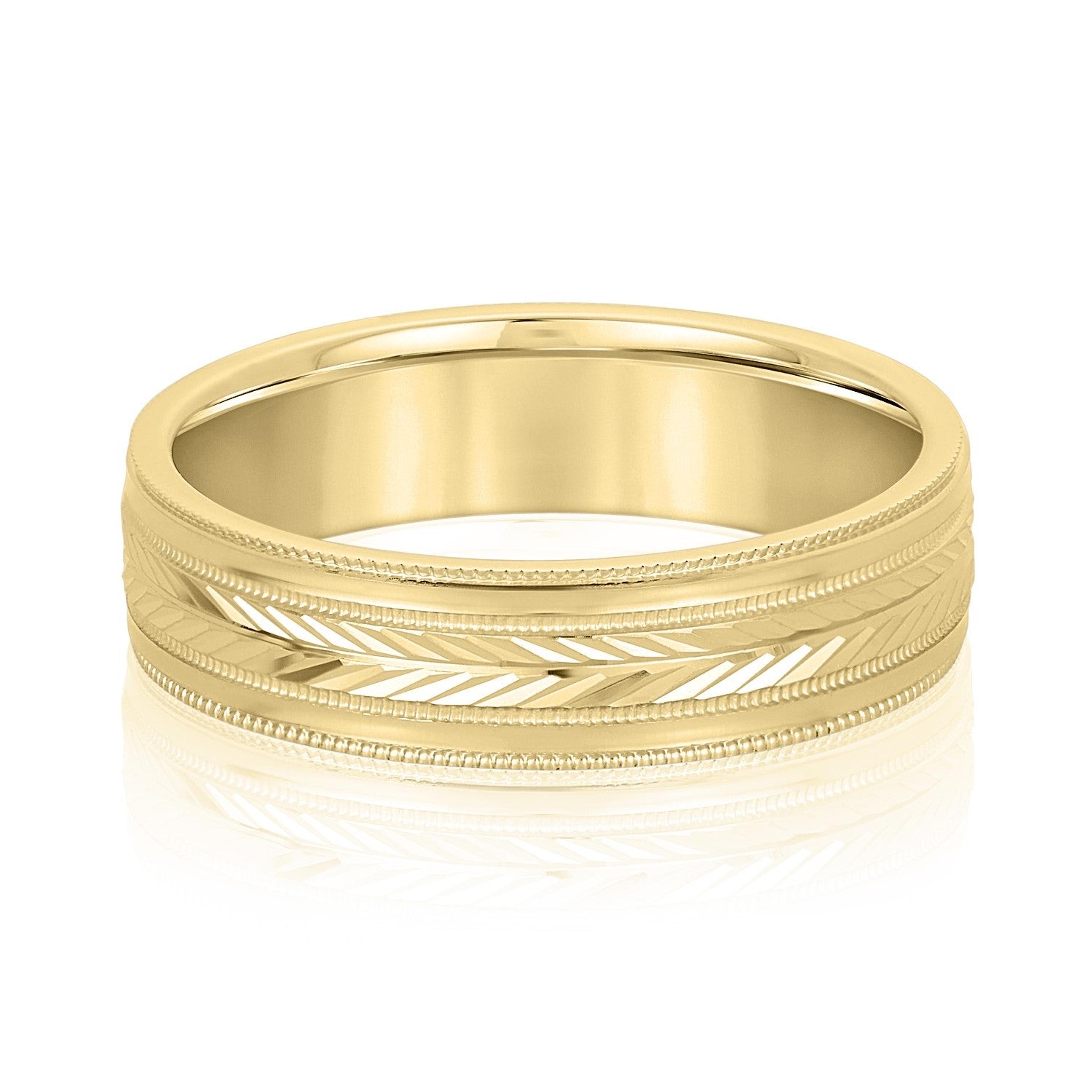 Men's Wheat Pattern Band with Milgrain