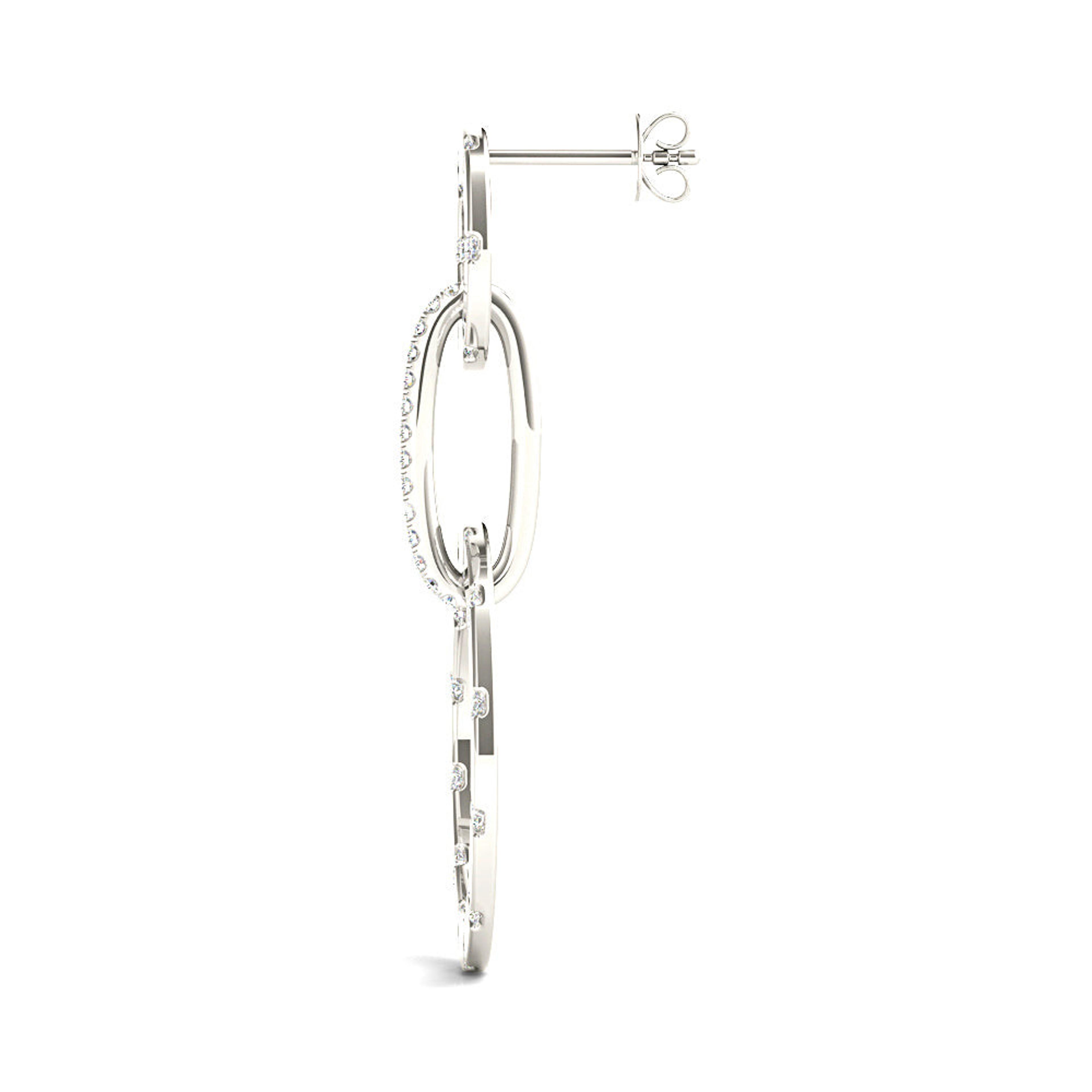 1.00 ctw Diamond Circle Drop Earrings-VIRABYANI
