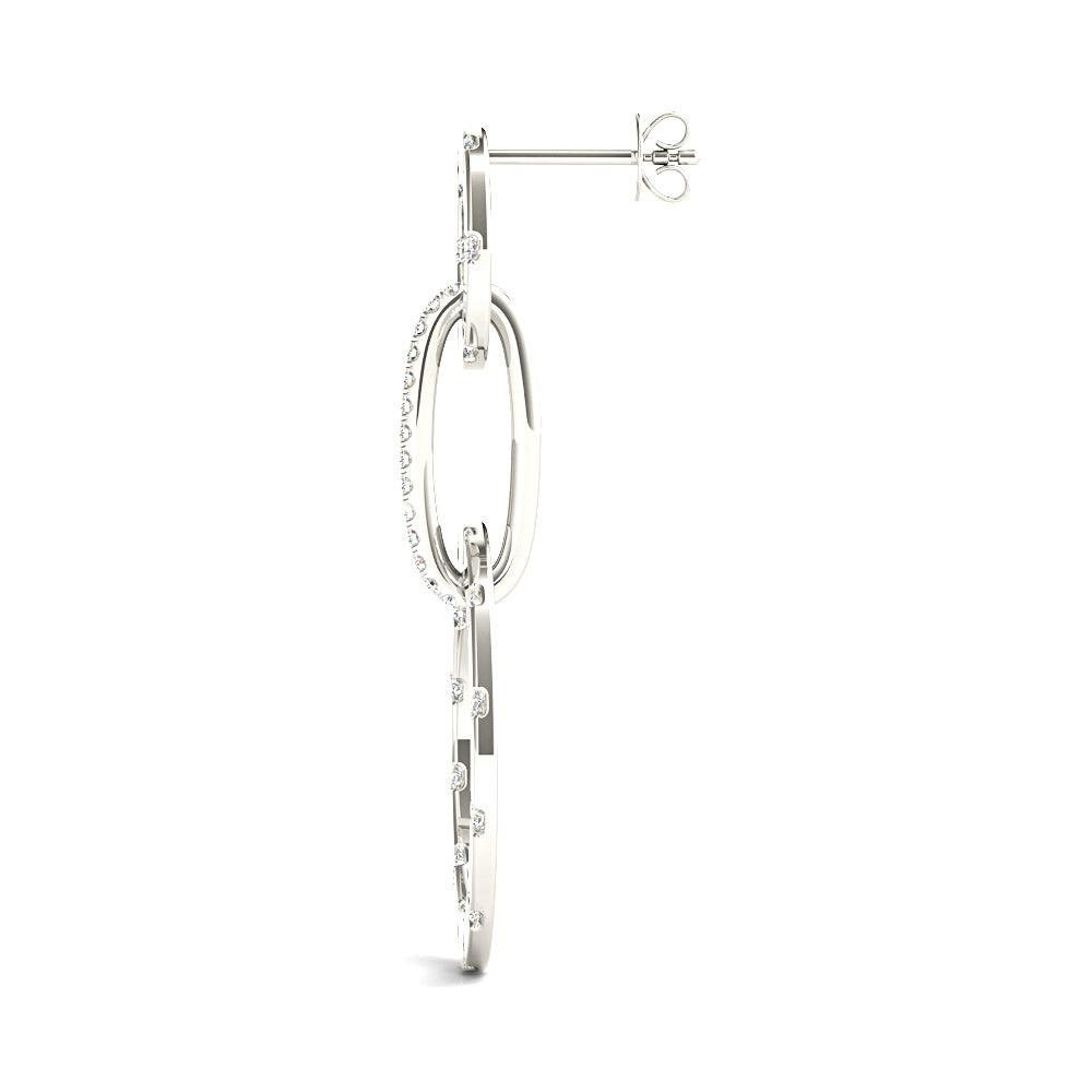 1.00 ctw Diamond Circle Drop Earrings-VIRABYANI