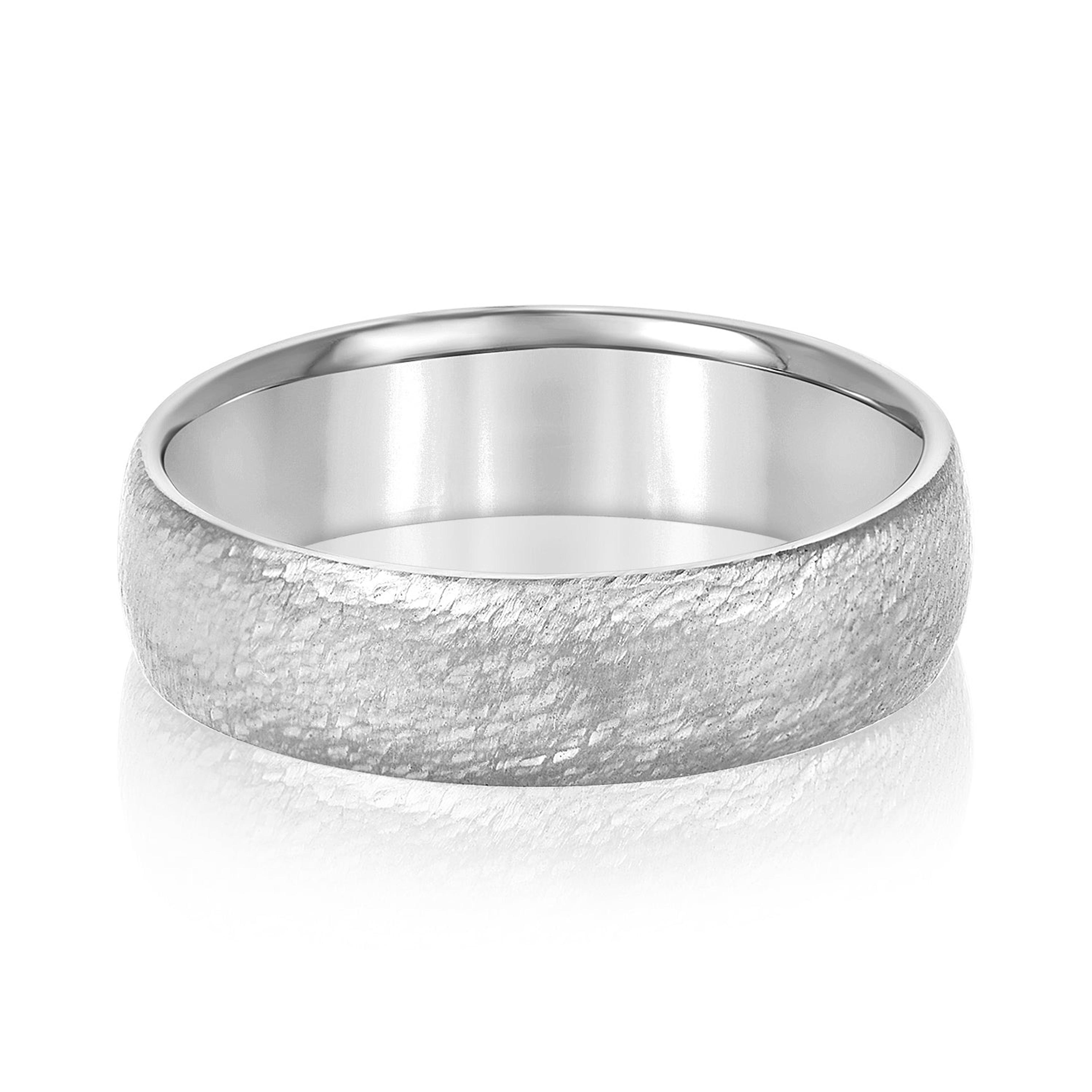 Men's Low Dome Comfort Fit Hammered Wedding Ring