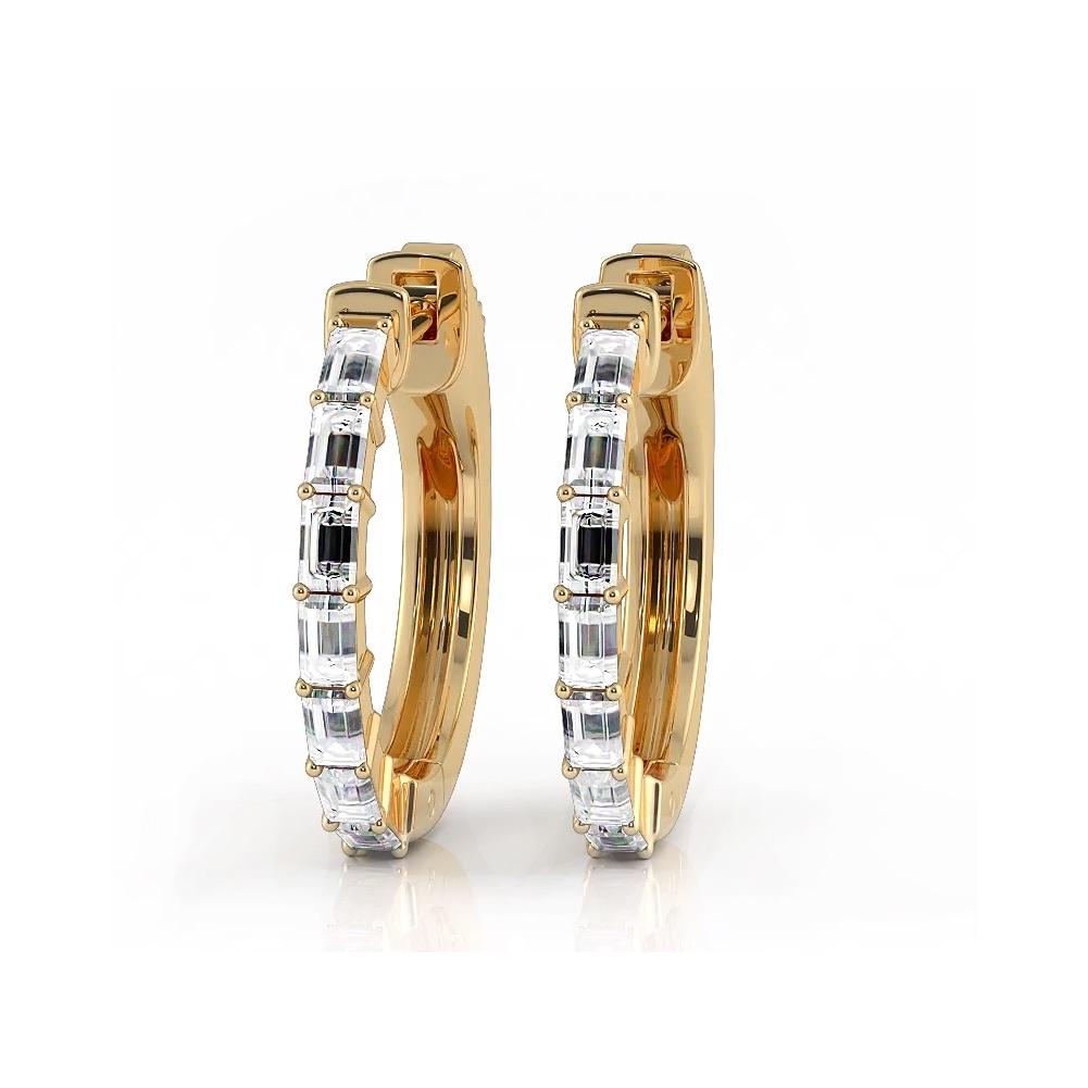 0.50 ctw. Baguette Diamond Hoop Earrings Huggie Style
