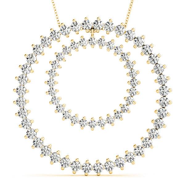 2.17 ctw Diamond Double Circle Necklace Pendant-VIRABYANI