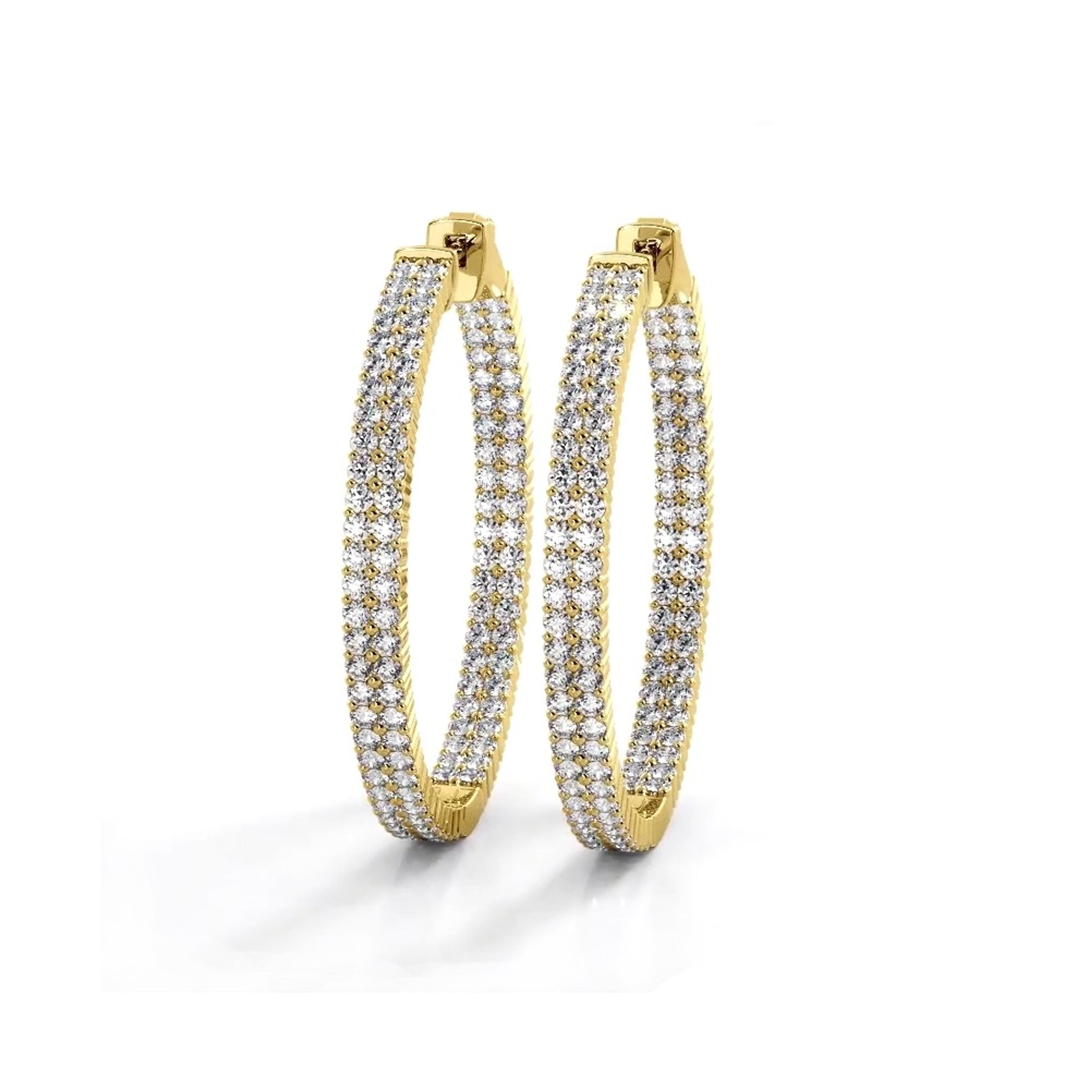 2.0 ctw. Double Row Inside Out Diamond Hoop Earrings Classic Shared Prong