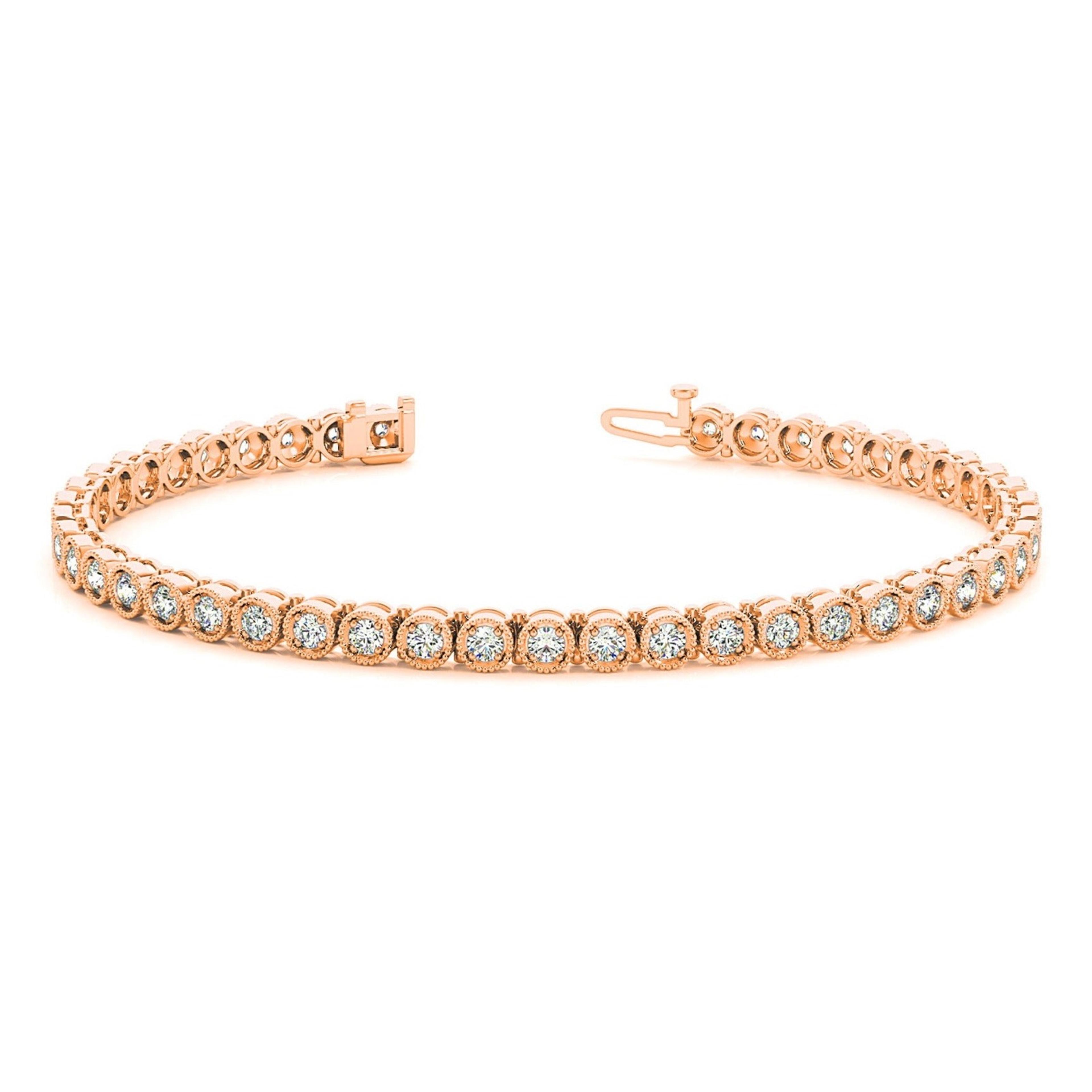 1.00 ctw Round Diamond Tennis Bracelet Milgrain-VIRABYANI