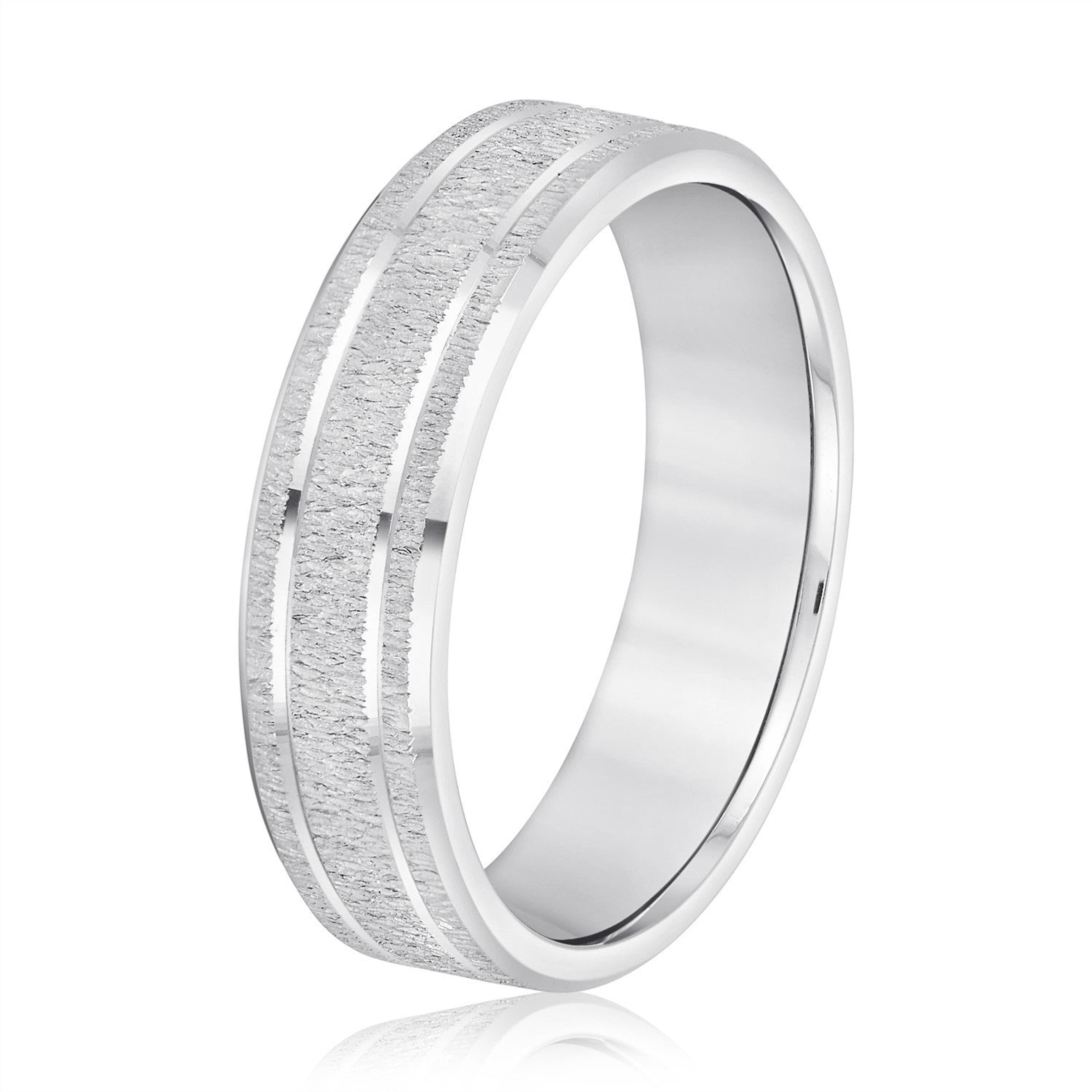 Men's Classic Carved Design Band with Double Lines