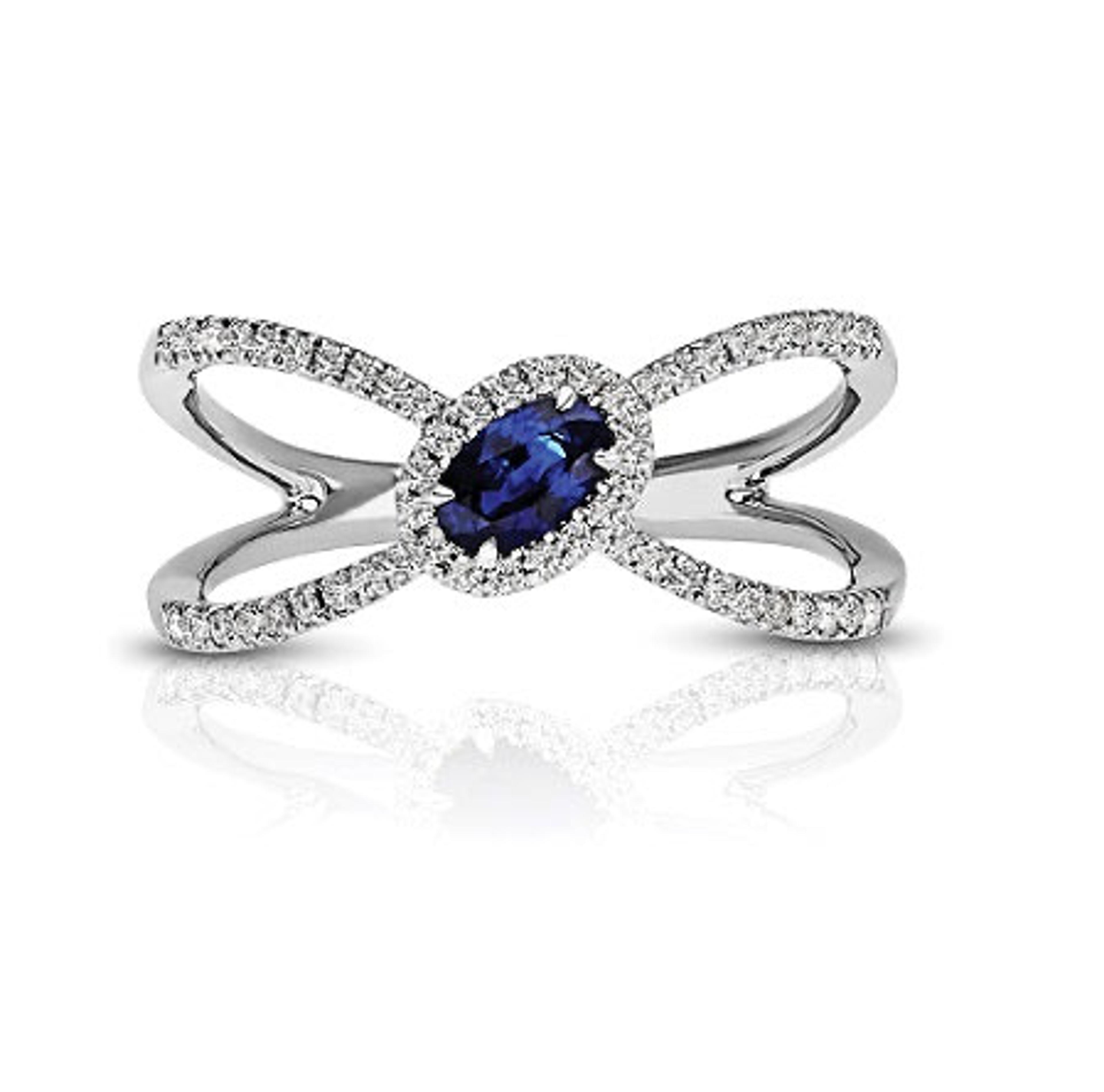 Halo Split Shank 0.40 ct. Natural Blue Sapphire Ring
