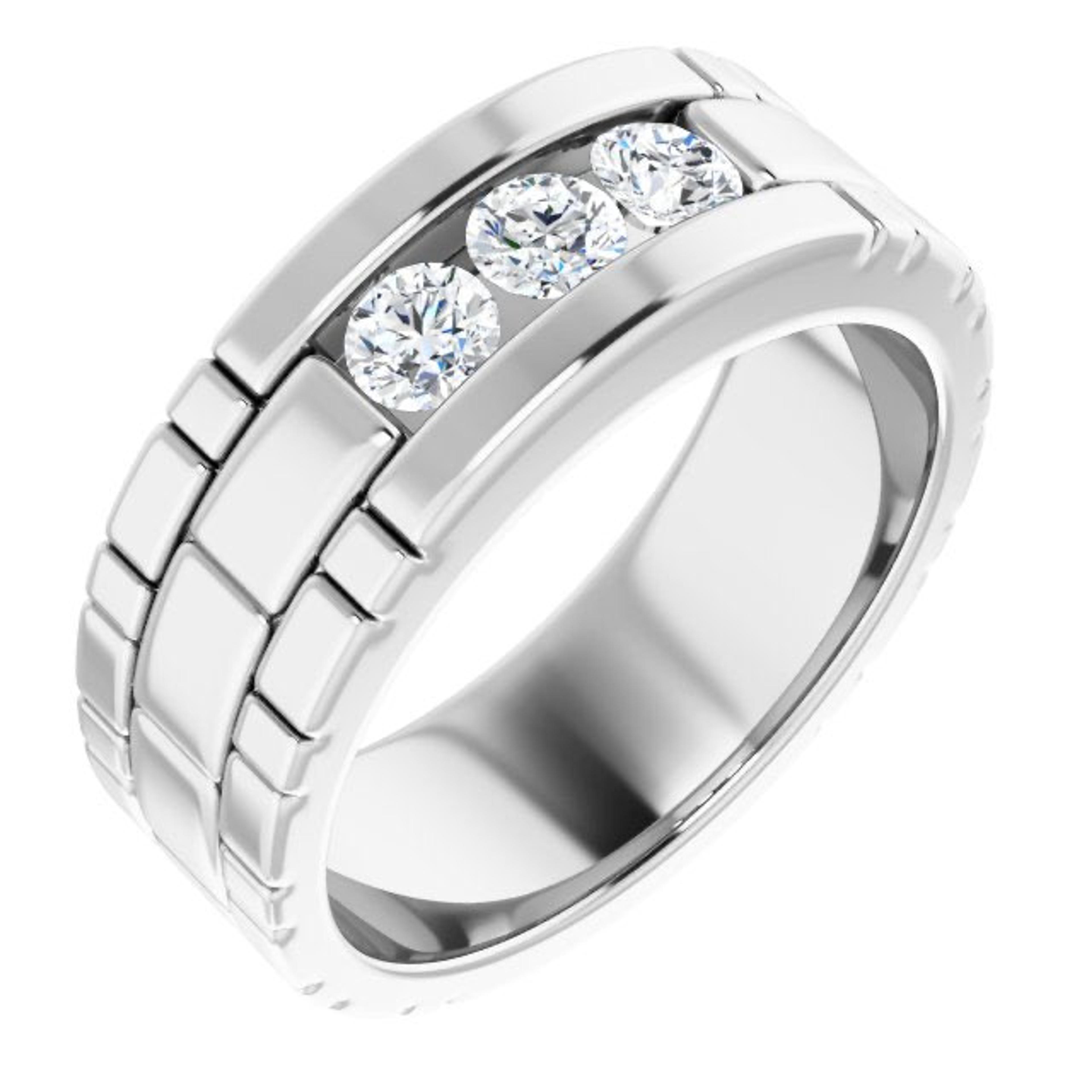 0.66 ctw Channel Set Round Diamond Men's Ring Watch Link Style